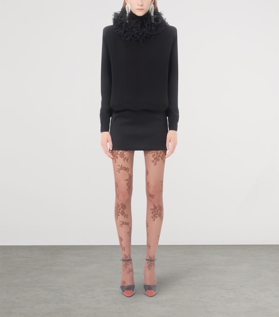 Valentino Womens Silk Feather-Trim Mini Dress Image 3