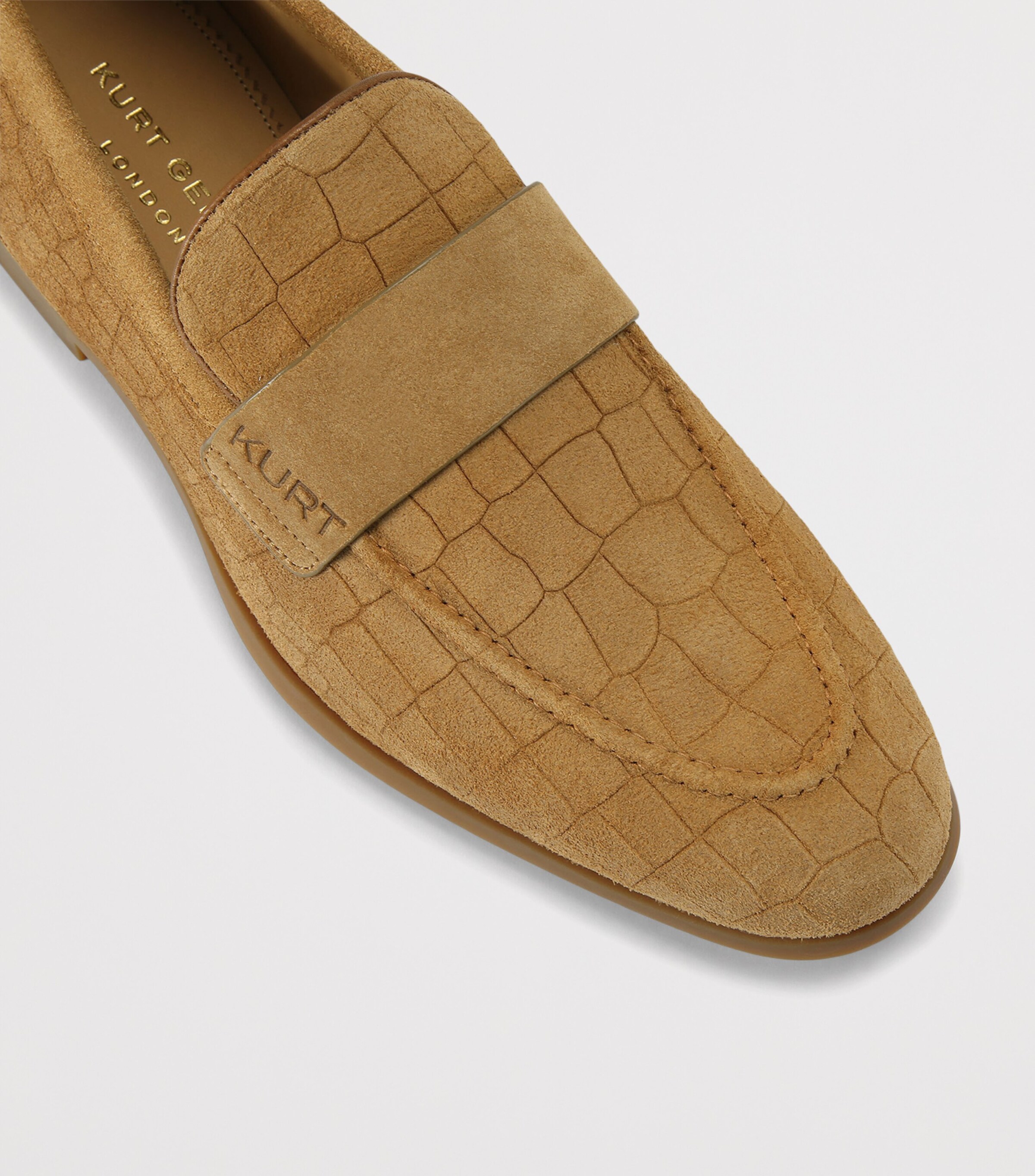 Kurt Geiger London Croc-Embossed Suede Aldgate Flex Loafers Camel Image 2