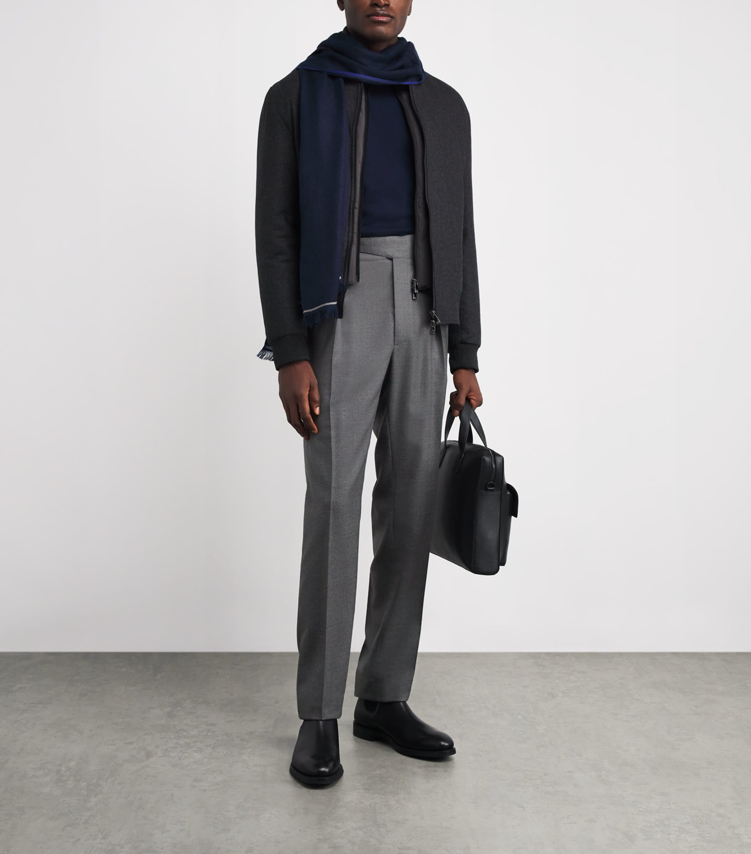 Wool Pleated Byron Trousers GREY HTR Image 2