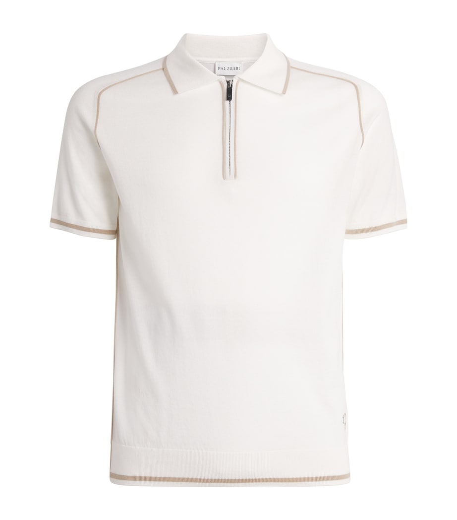 Wool Quarter-Zip Polo Shirt 80 WHITE Image 1