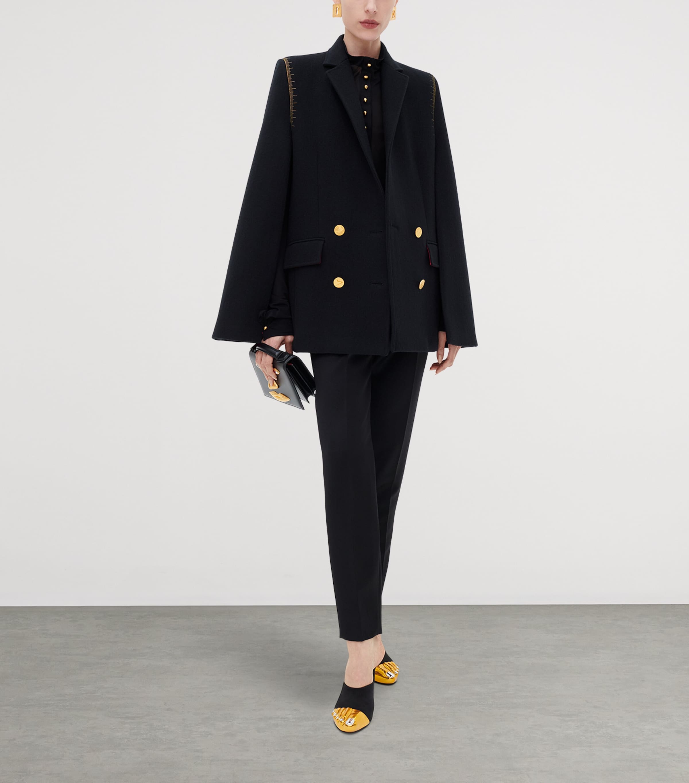 Schiaparelli Womens Virgin Wool Measuring Tape Cape Black Image 2