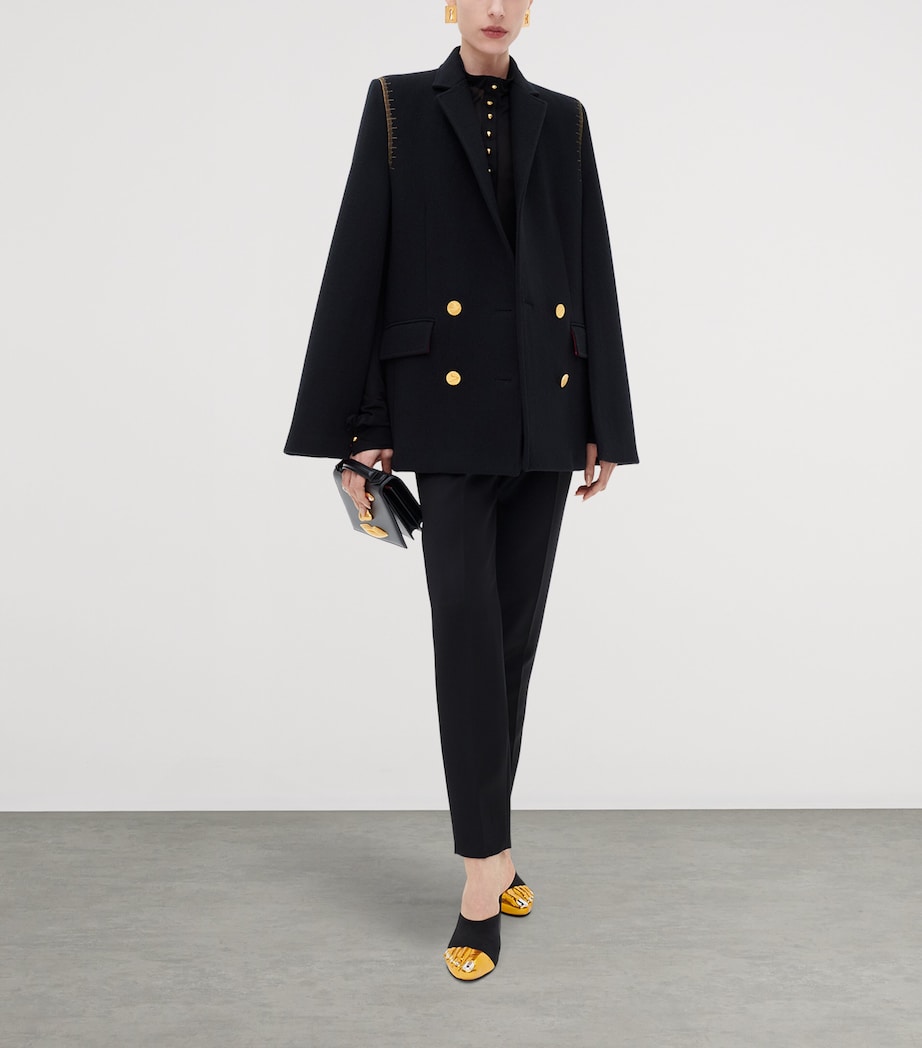 Schiaparelli Womens Virgin Wool Measuring Tape Cape Black Image 2