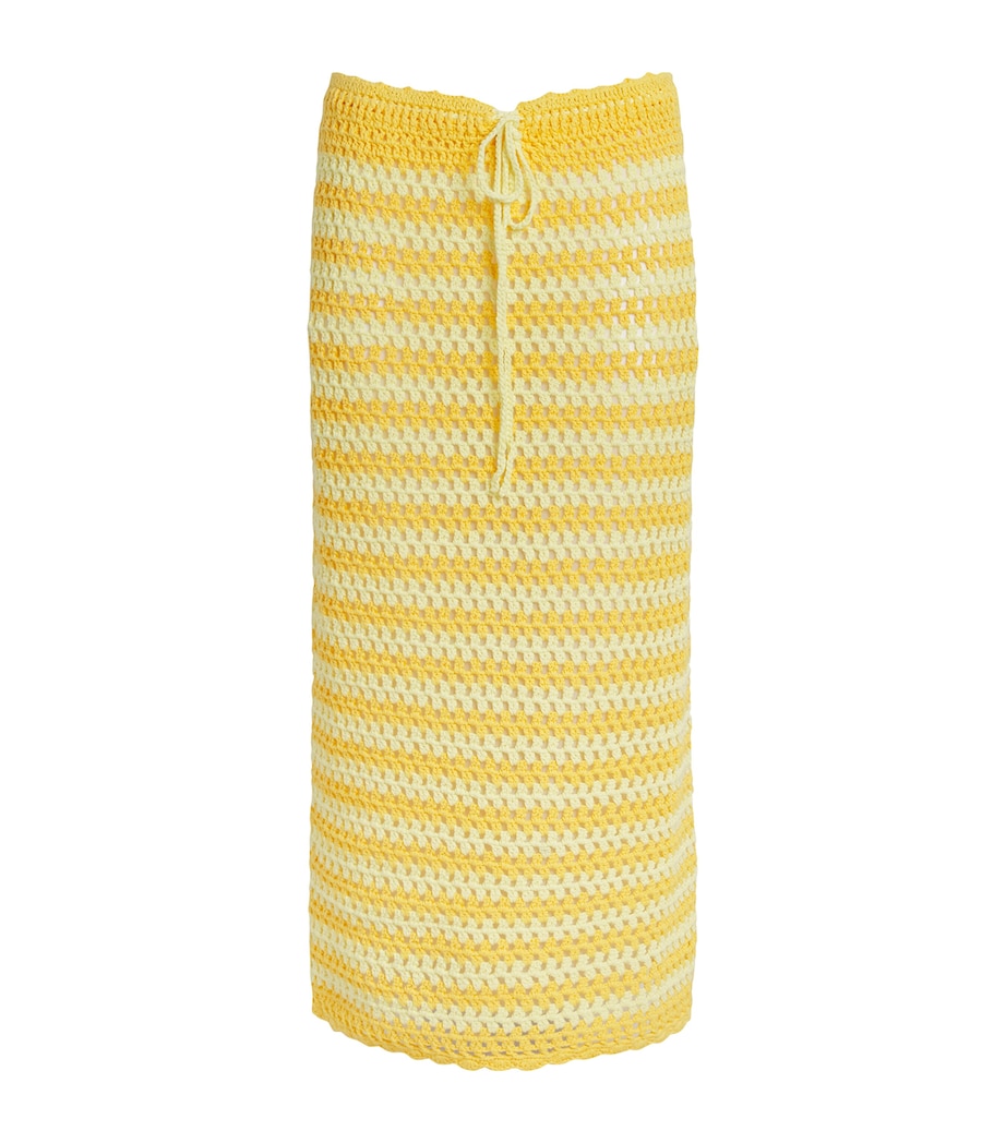 Simkhai Womens Crochet Stripe Welles Midi Skirt Buttercream Mango Image 1