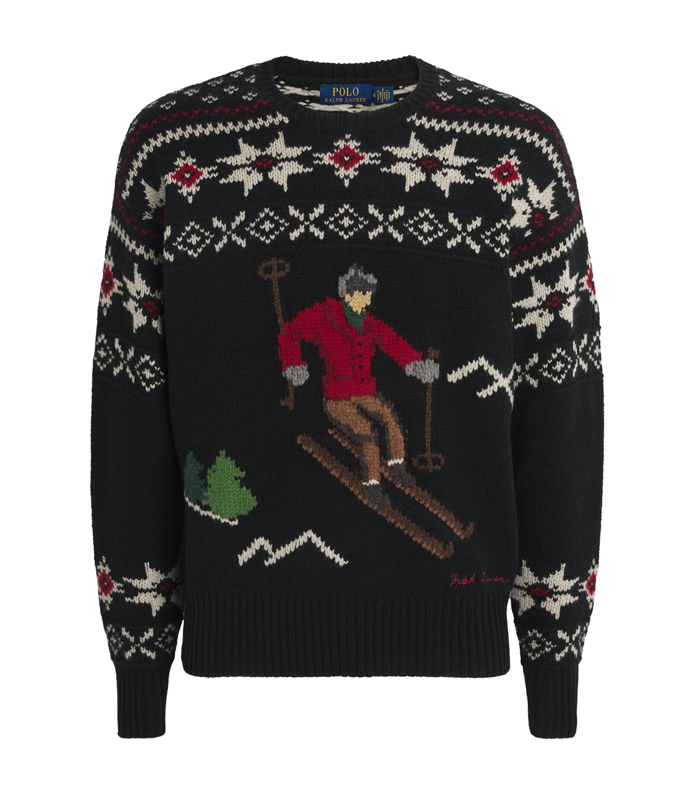 Wool Fair Isle Skier Sweater BLACK Image 1