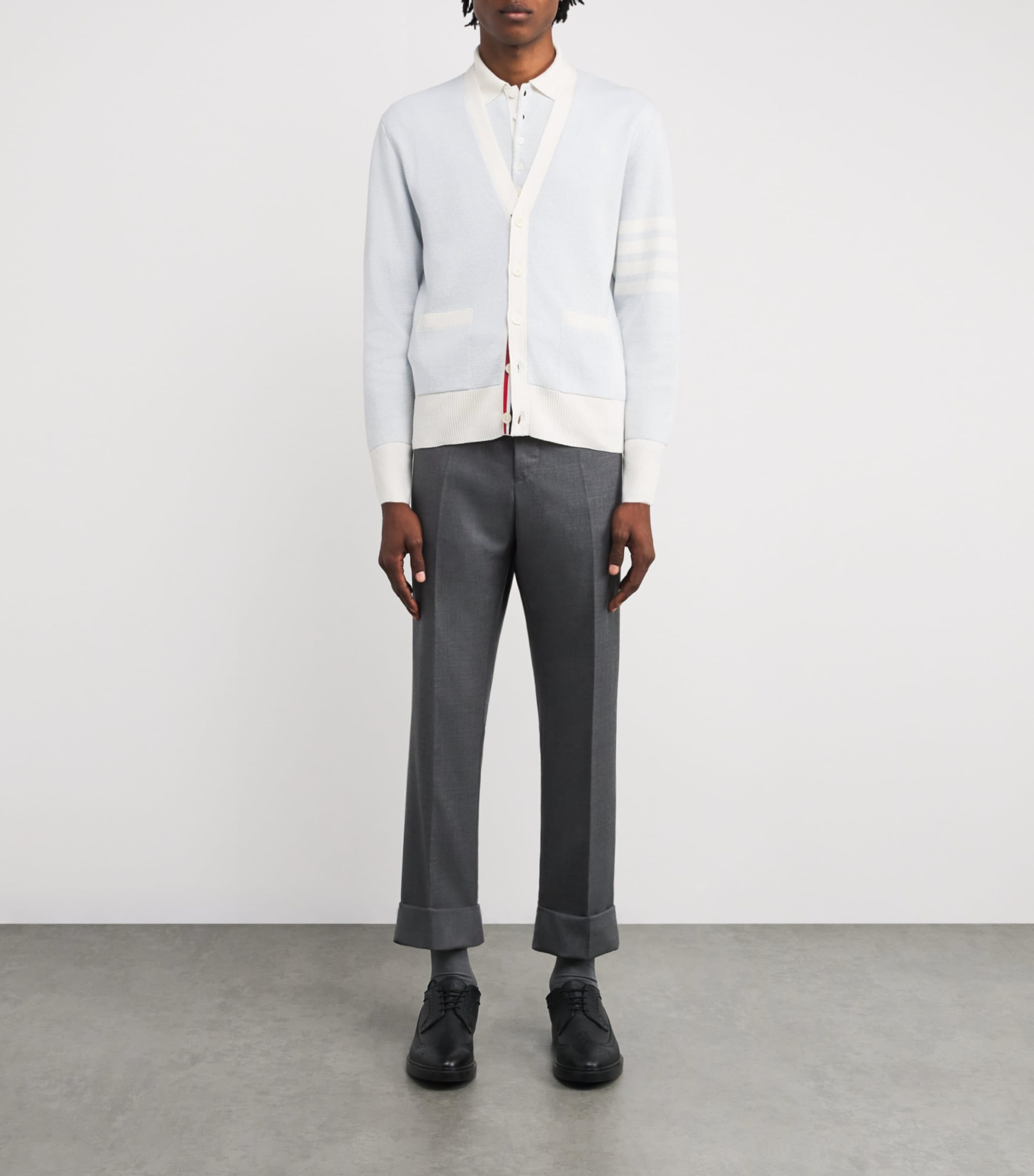 Linen-Cotton 4-Stripe Polo Shirt LIGHT BLUE Image 2