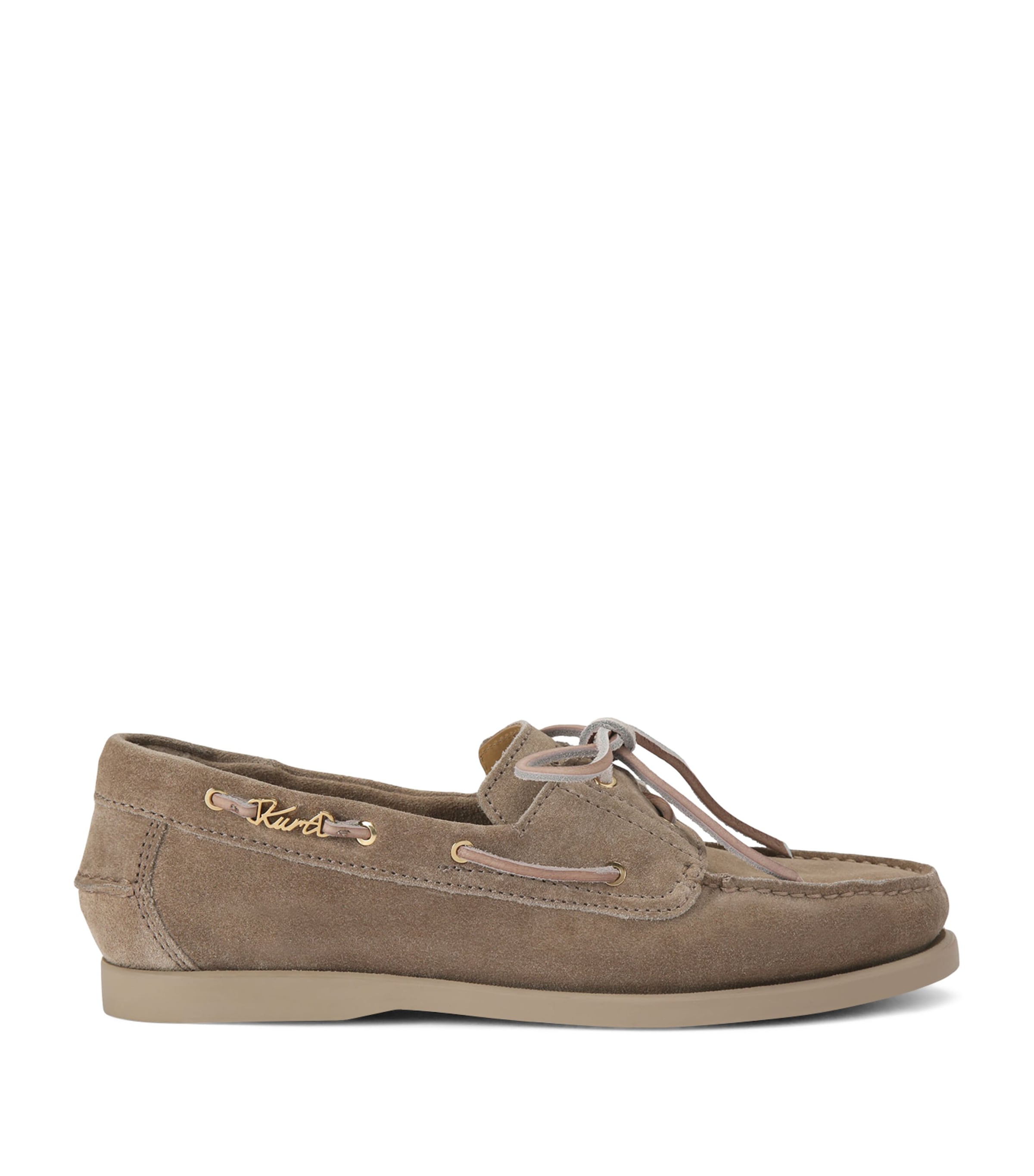 Kurt Geiger London Suede Boat Shoes Taupe Image 1