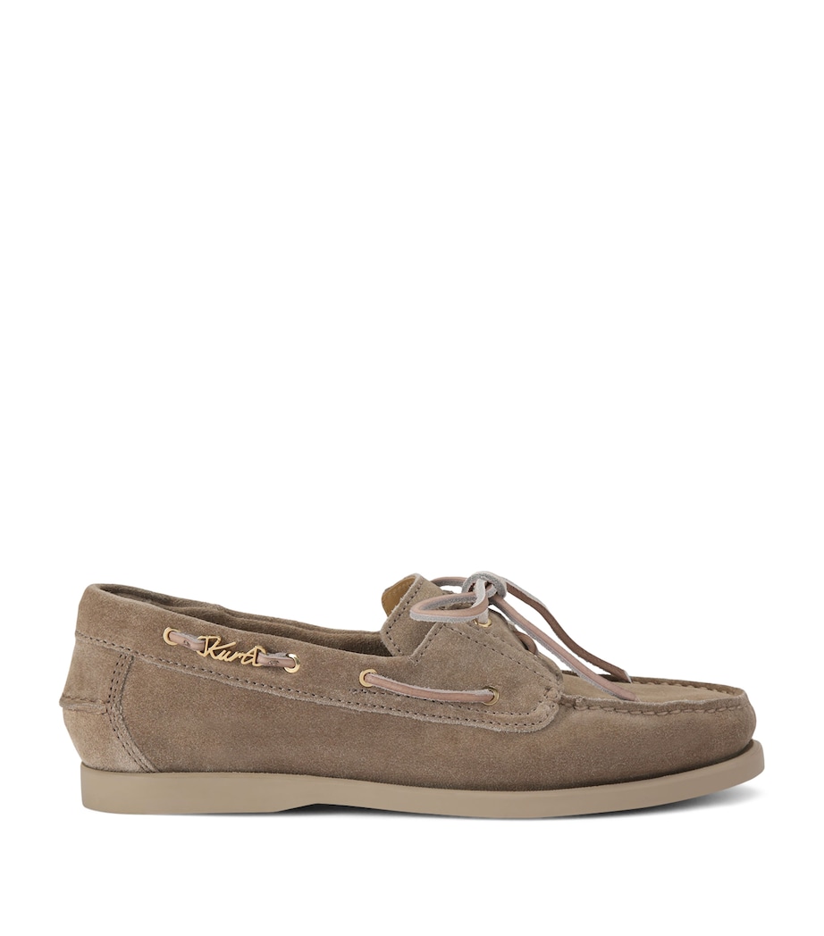 Kurt Geiger London Suede Boat Shoes Taupe Image 1