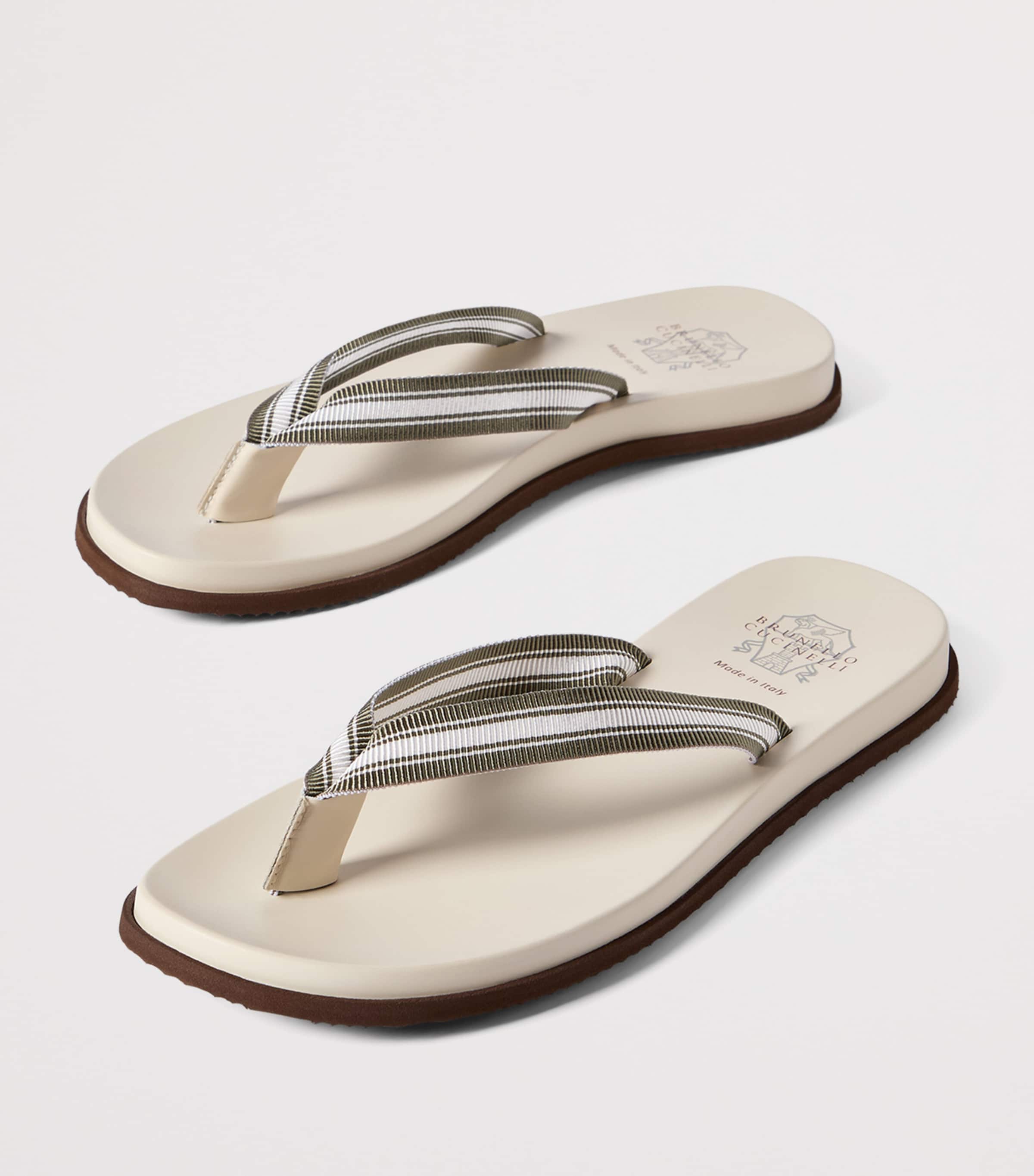 Brunello Cucinelli Leather Logo Flip Flops Image 3