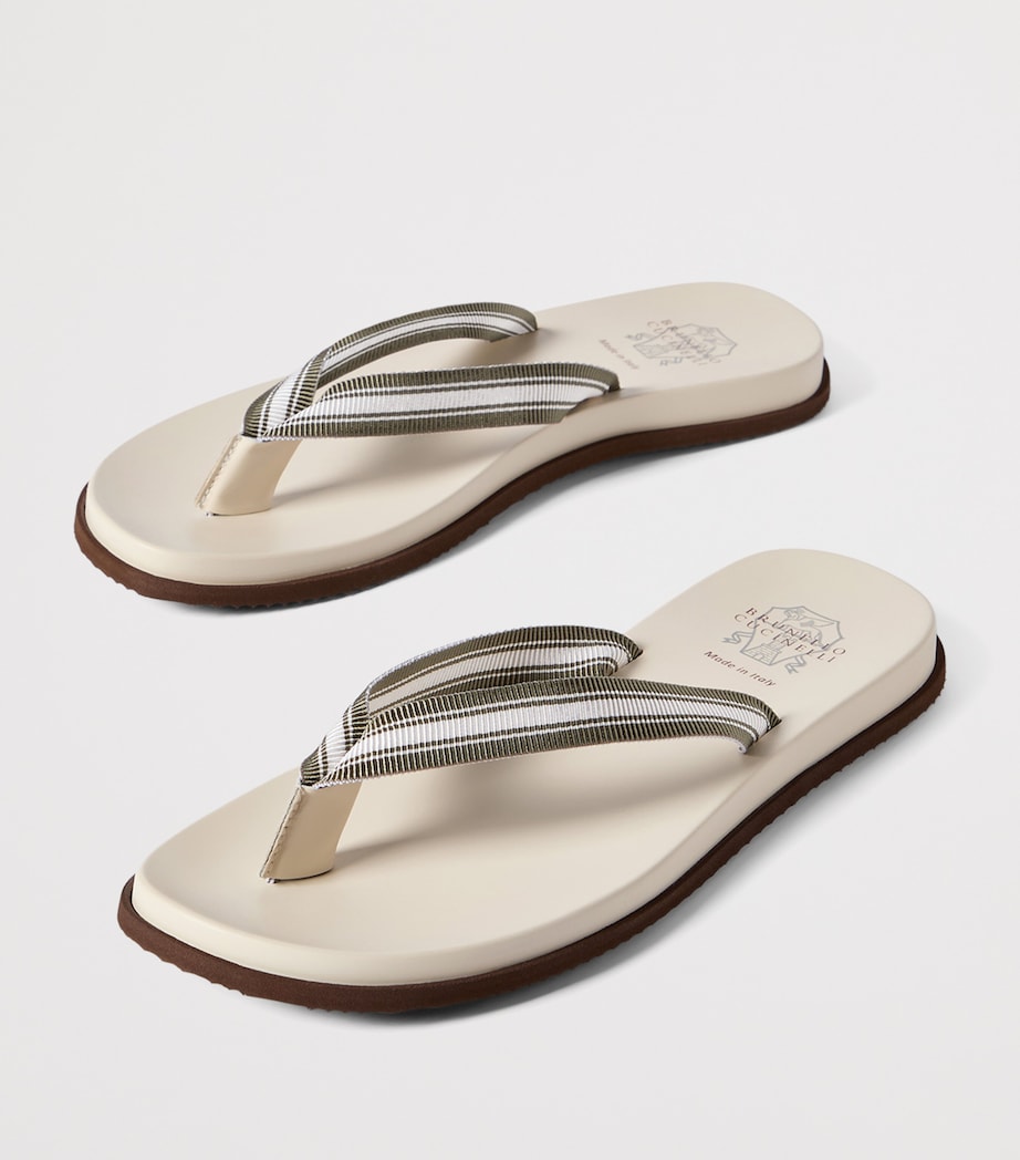 Brunello Cucinelli Leather Logo Flip Flops Image 3