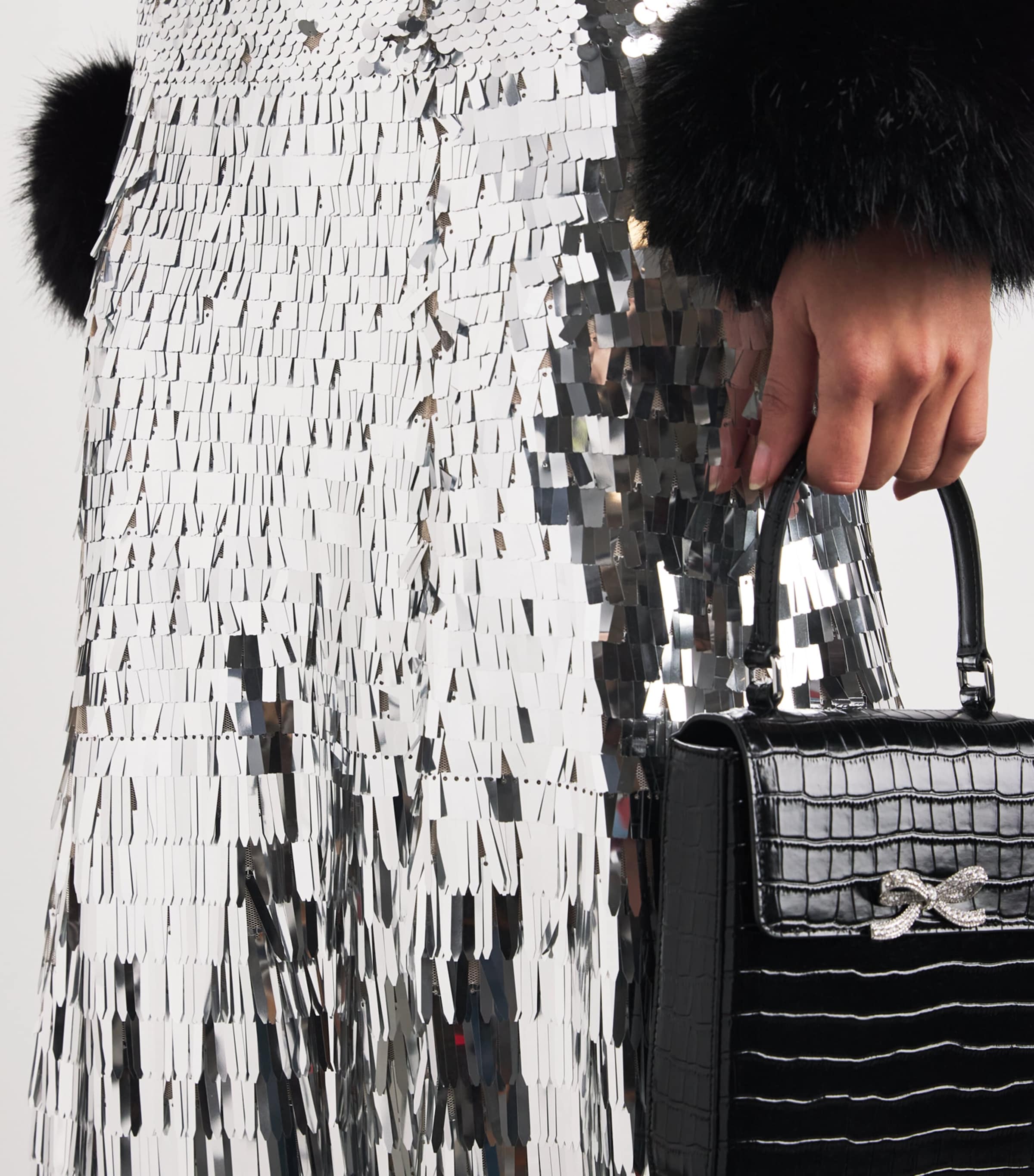 Sequin-Embellished Midi Skirt SILVER Image 6