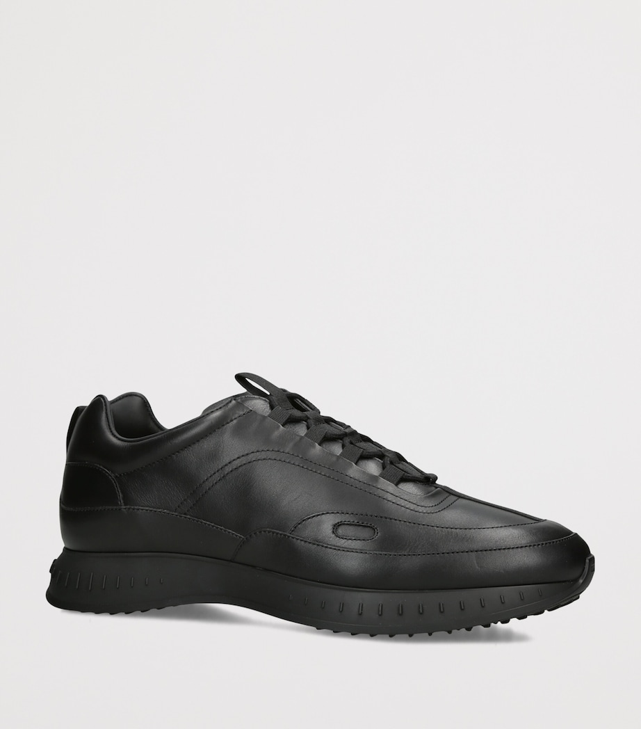 John Lobb Leather Stream Laced Sneakers Black Image 2