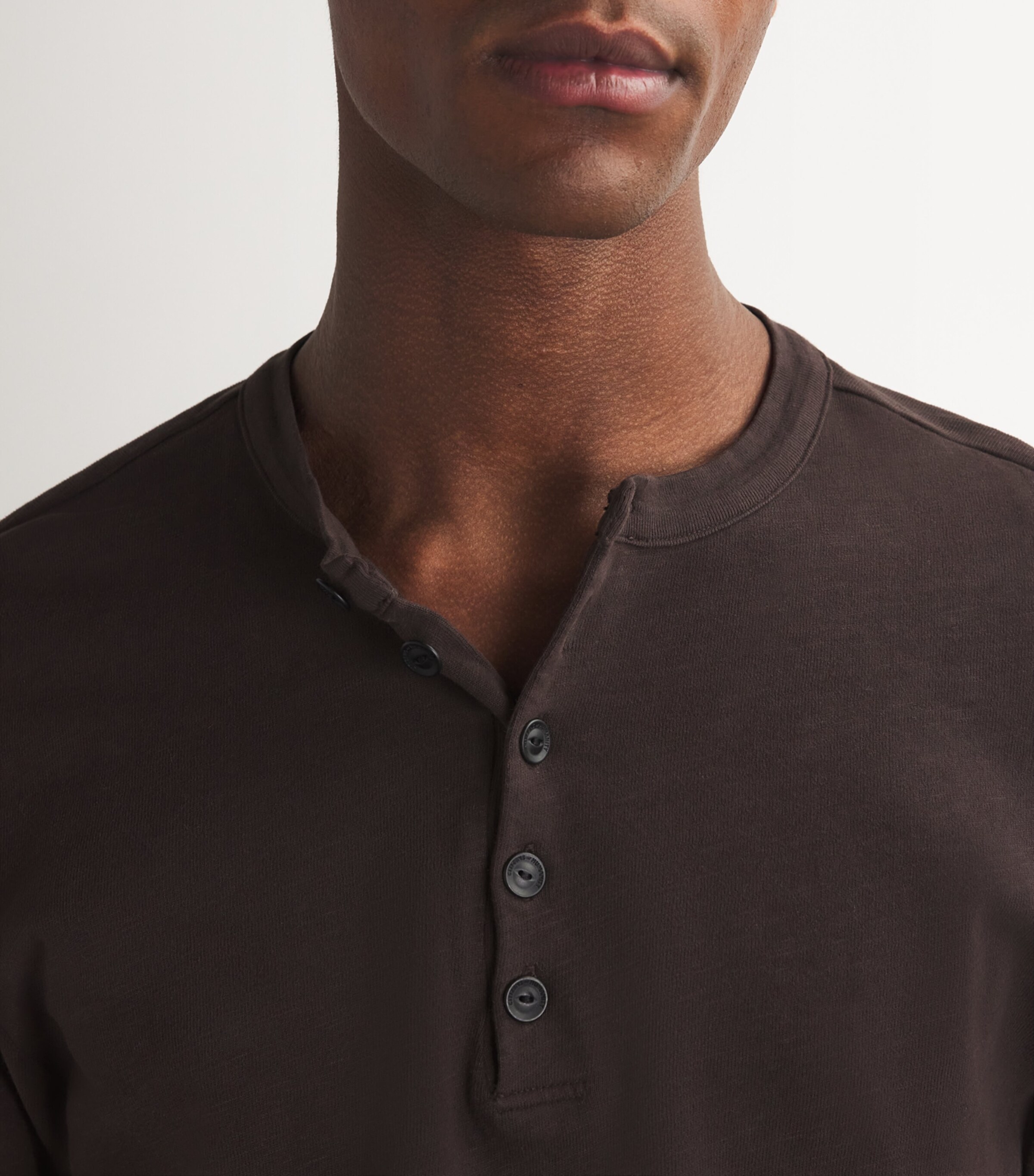 Citizens of Humanity Mens Cotton Henley T-Shirt Barrister (dk Brown) Image 6