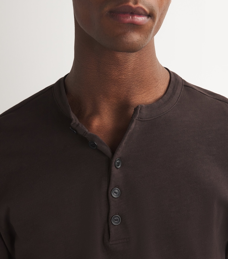 Citizens of Humanity Mens Cotton Henley T-Shirt Barrister (dk Brown) Image 6