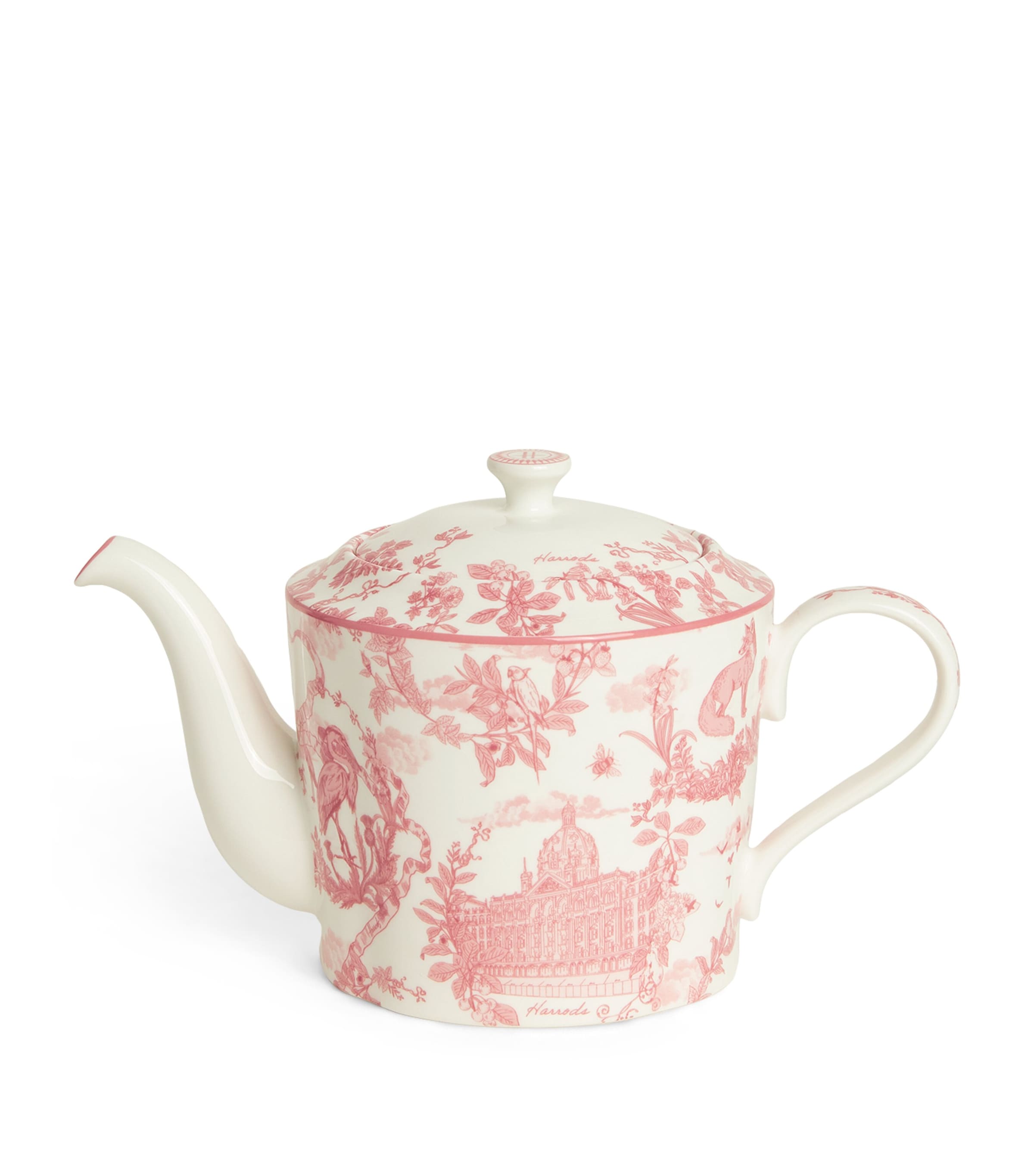 Harrods Bone China Toile Teapot In Pink