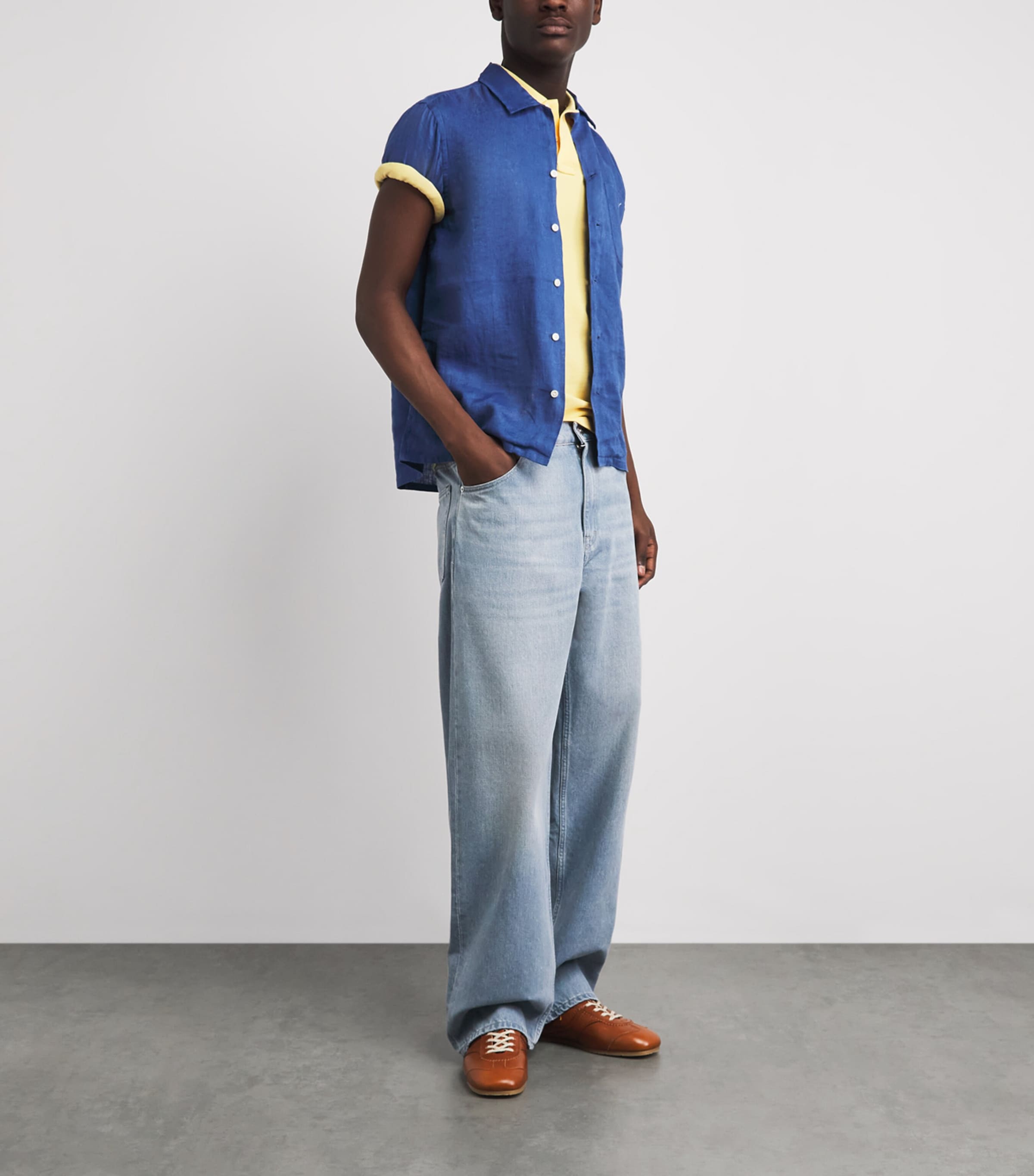 Polo Ralph Lauren Mens Linen Short-Sleeve Classic-Fit Shirt Dusty Azure Image 2