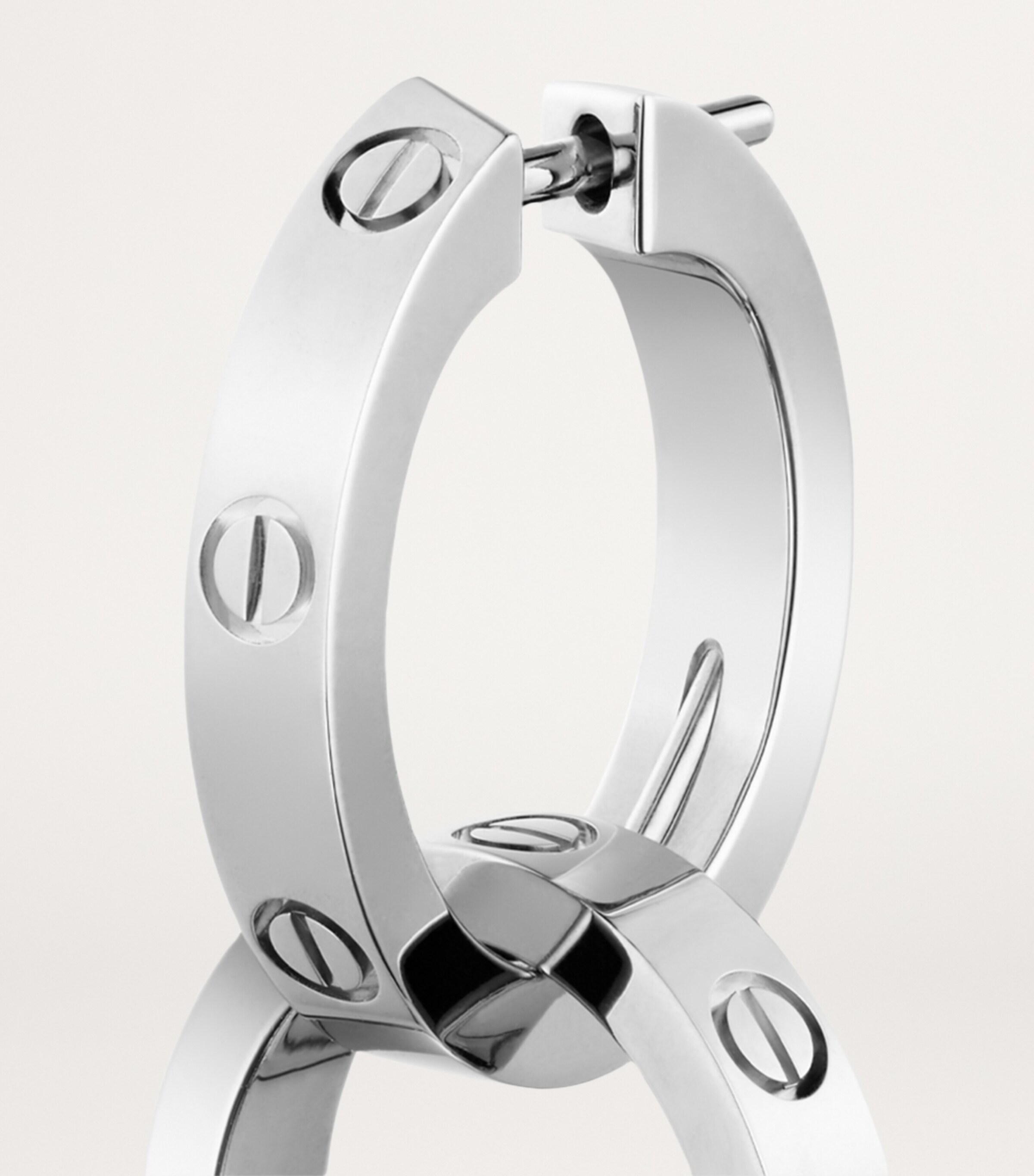 White Gold LOVE Double Hoop Earrings WHITE GOLD Image 8