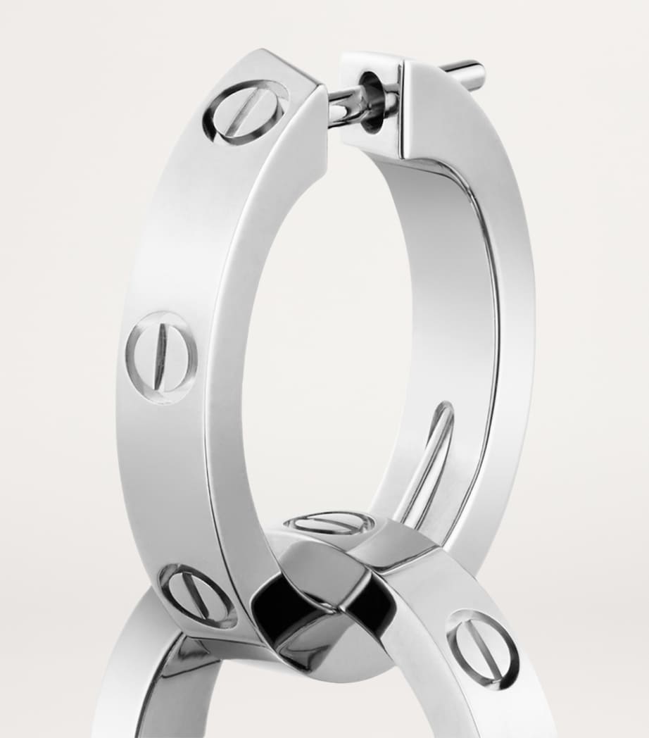 White Gold LOVE Double Hoop Earrings WHITE GOLD Image 8