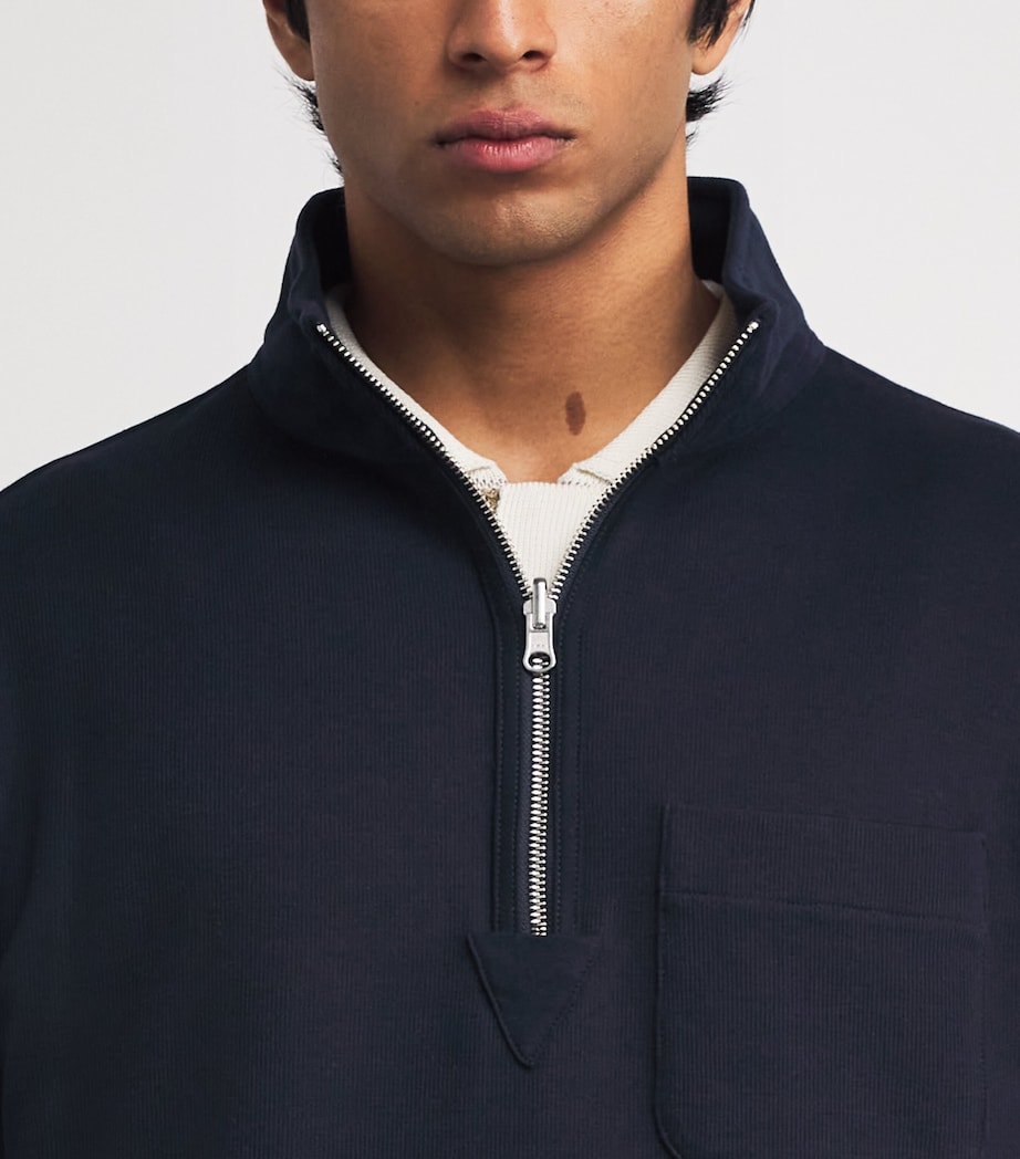 Reversible Stripe Quarter-Zip Sweatshirt NAVY/BROWN Image 7