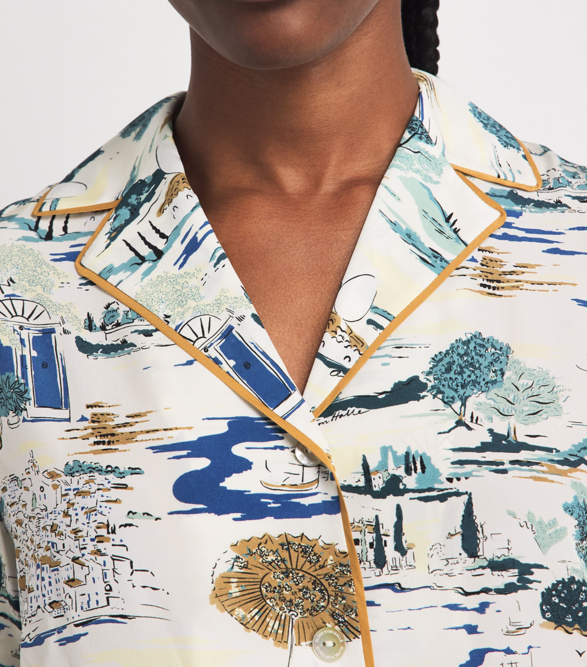 Olivia von Halle Womens Silk Ingo Landscapes Pyjama Set Cadaques Image 5