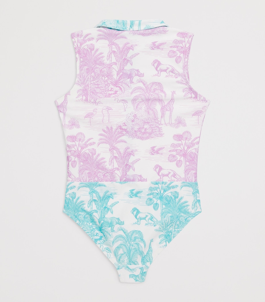 Printed Collared Swimsuit (2-12 Years) JUNGLE LILLAC Image 2