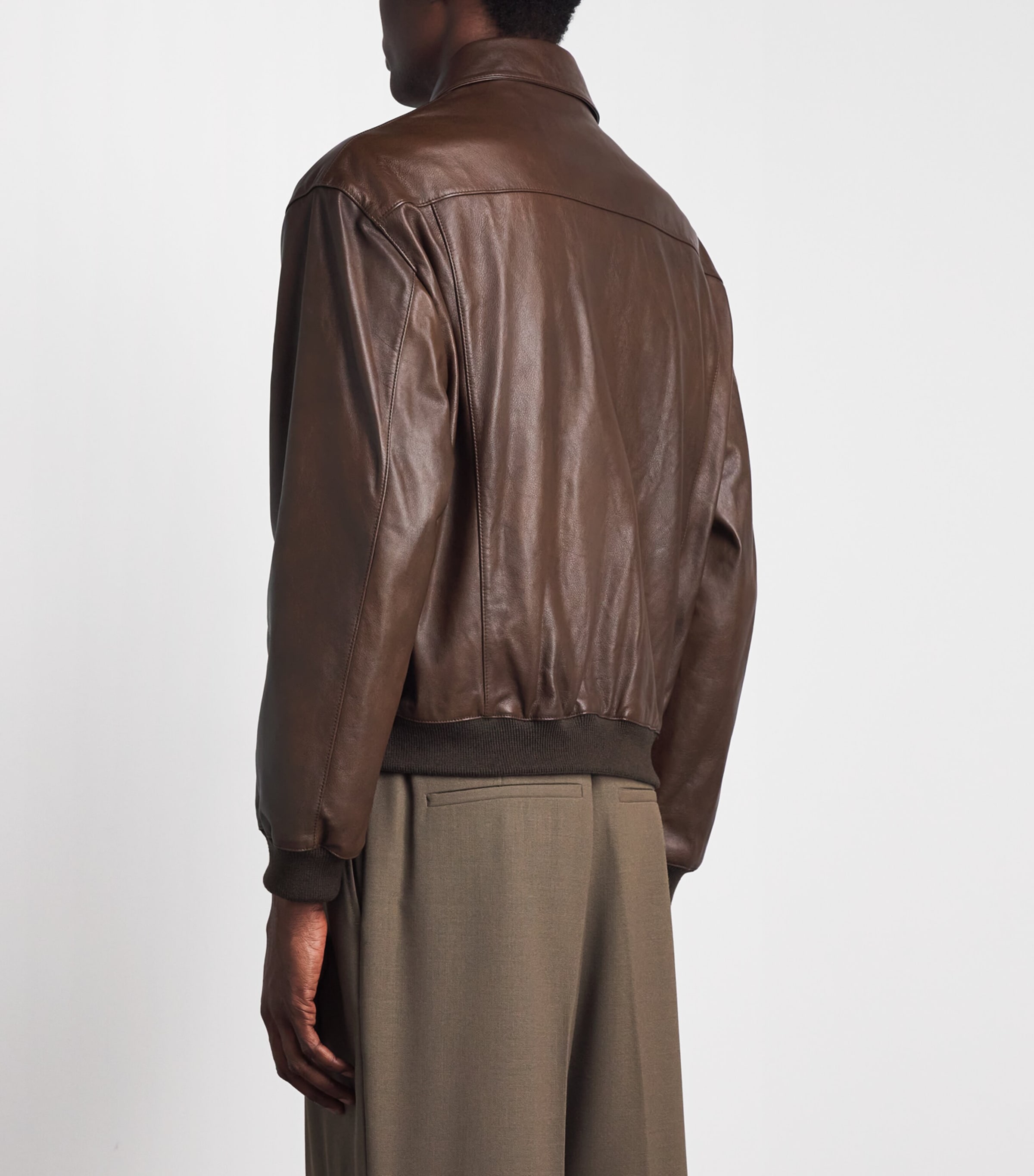 FRAME Mens Leather Bomber Jacket Dpbr Deep Brown Image 5