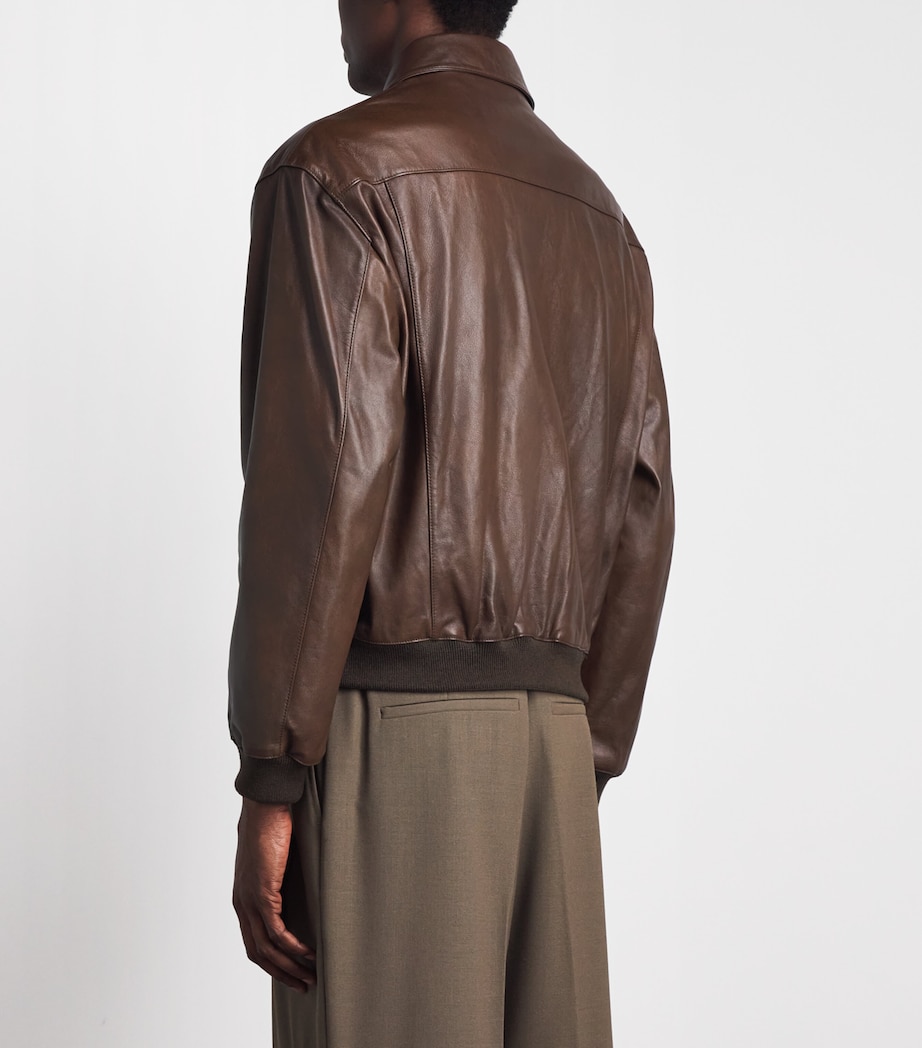 FRAME Mens Leather Bomber Jacket Dpbr Deep Brown Image 5