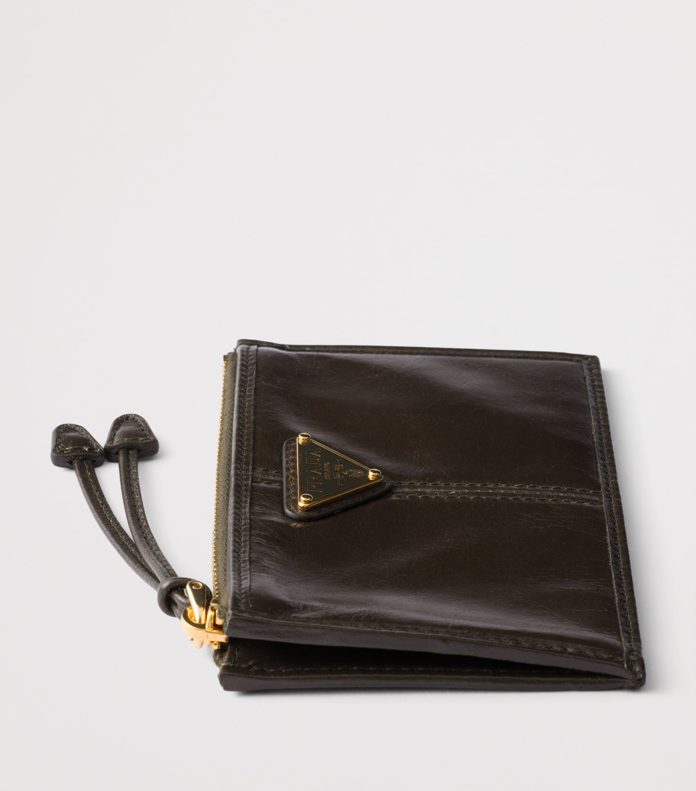 Prada Saffiano Leather Zip Card Holder Green Image 4