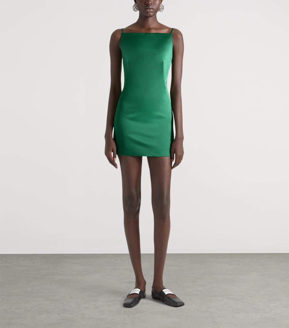 Silk Sliced Mini Dress EMERALD GREEN Image 2