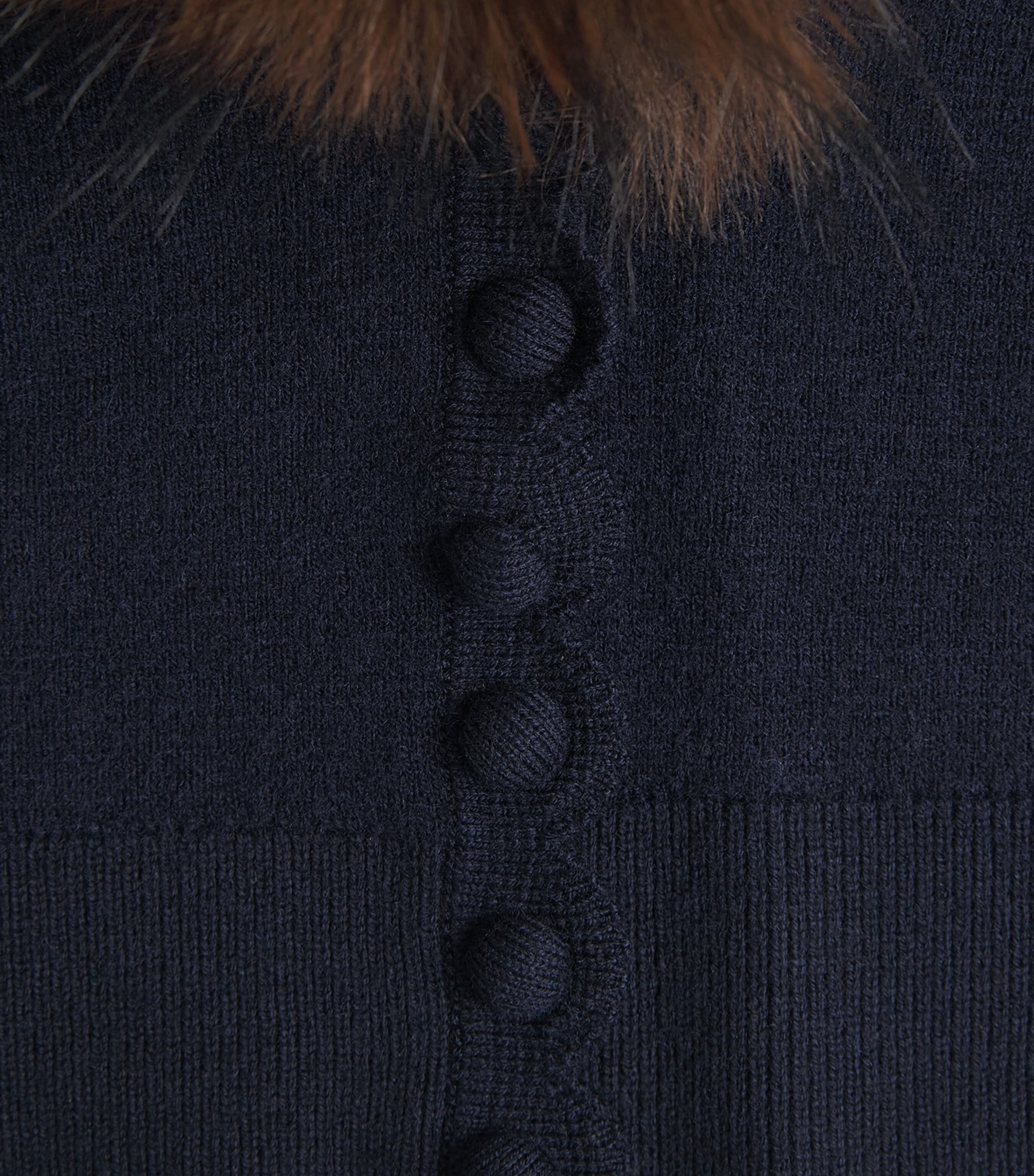 Self-Portrait Womens Cropped Faux Fur-Trim Cardigan Navy Image 6