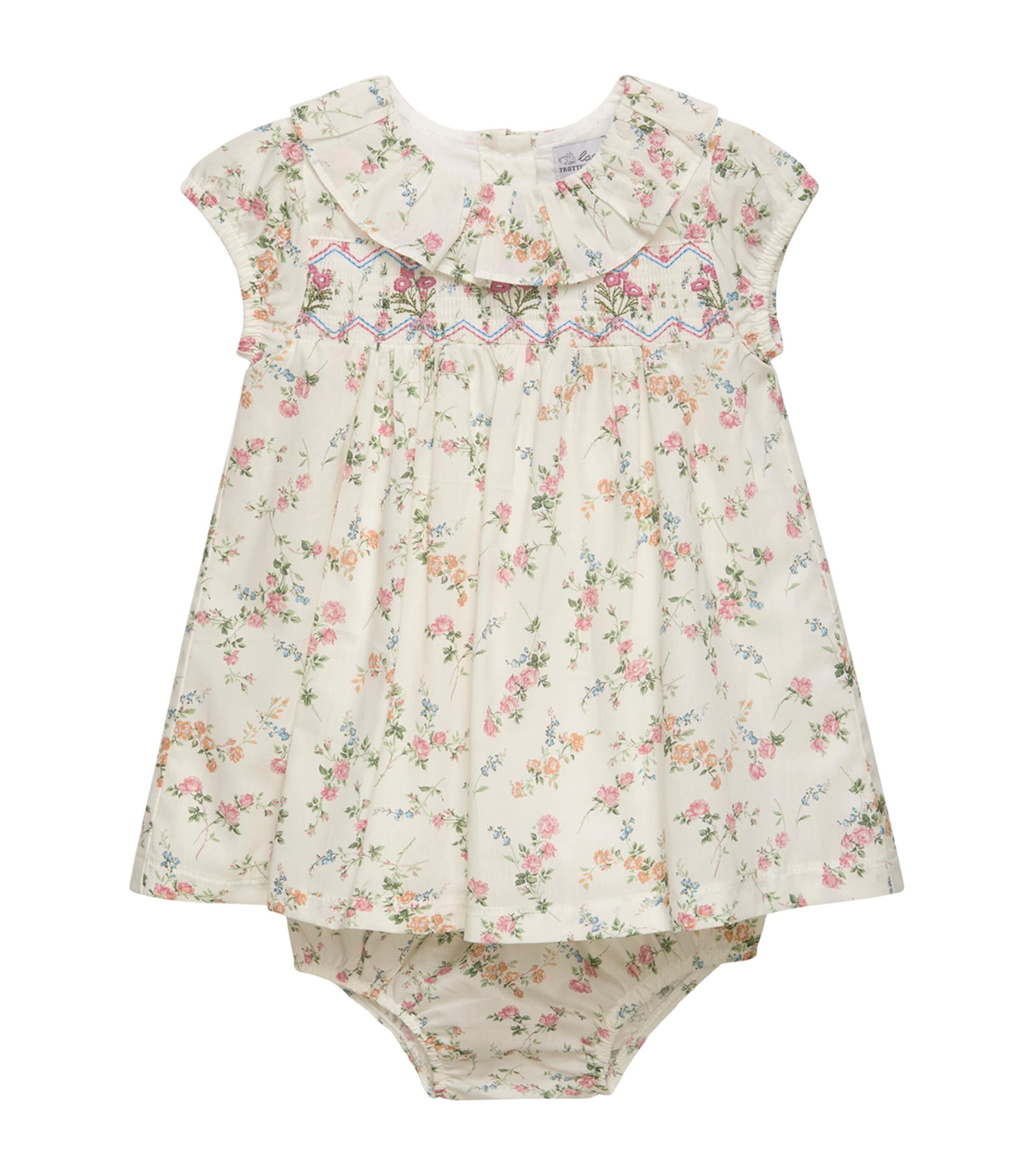 Trotters Cotton Elizabeth Dress and Bloomers Set (Newborn-9 Months) Pink Image 1