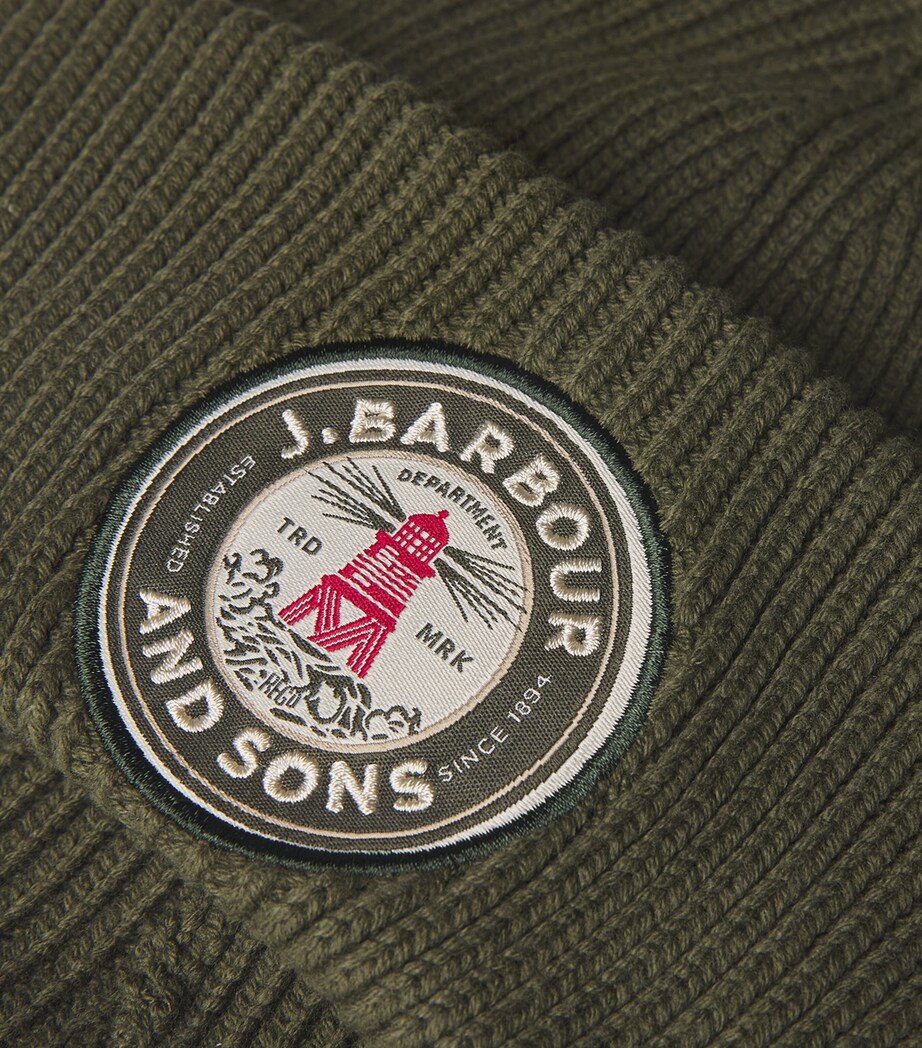 Barbour Cotton-Blend Dunford Beanie Olive Image 3