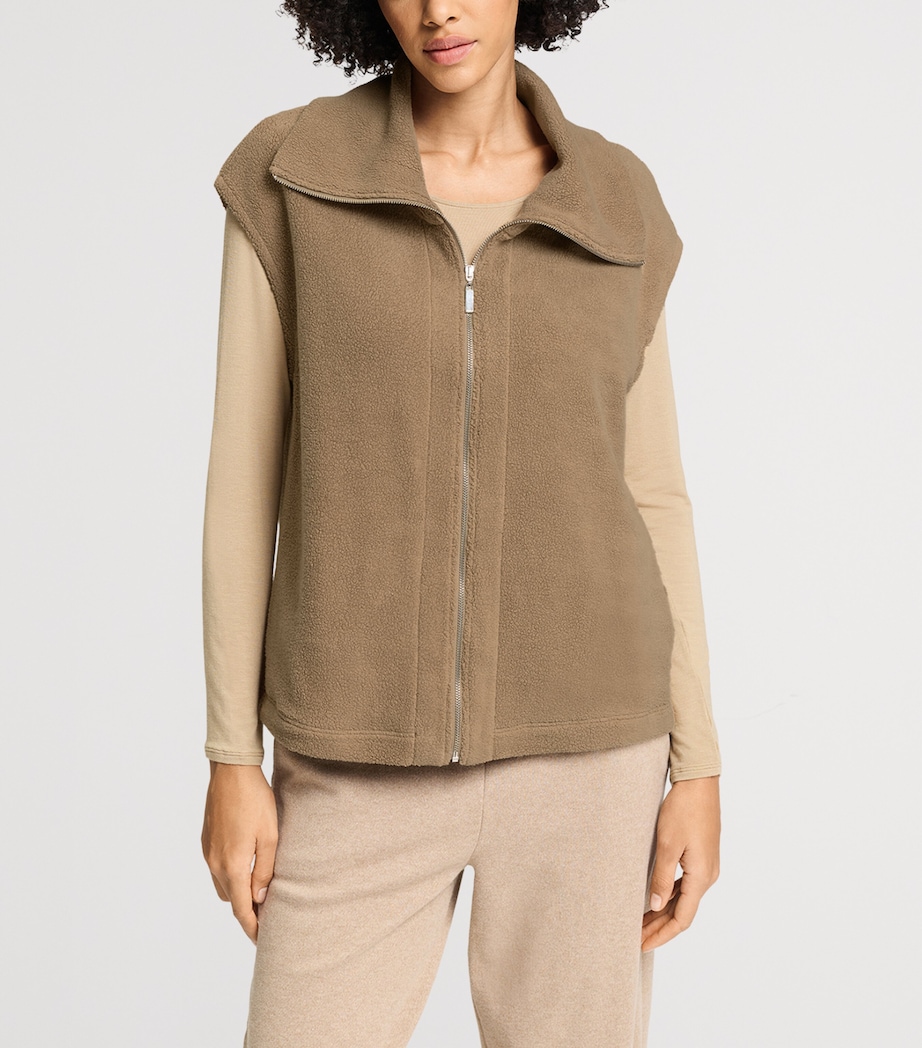 Hanro Womens Fleece Gilet Suede Camel Image 4