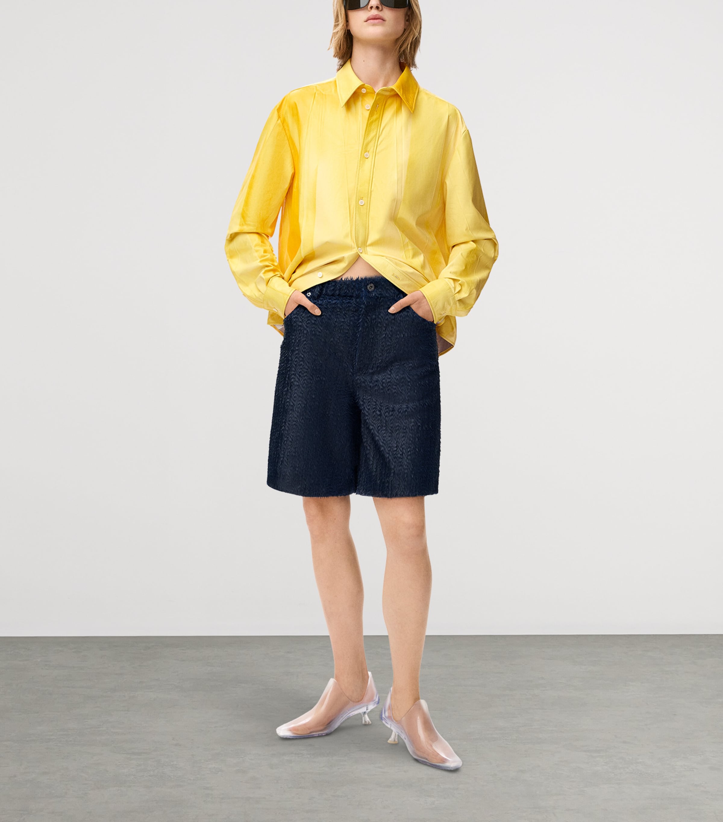 LOEWE Womens Lambskin Dyed Shirt Yellow Image 2