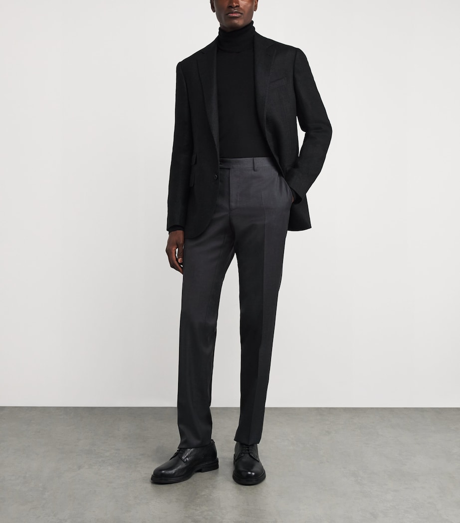 Wool Straight Trousers 12 GREY Image 2