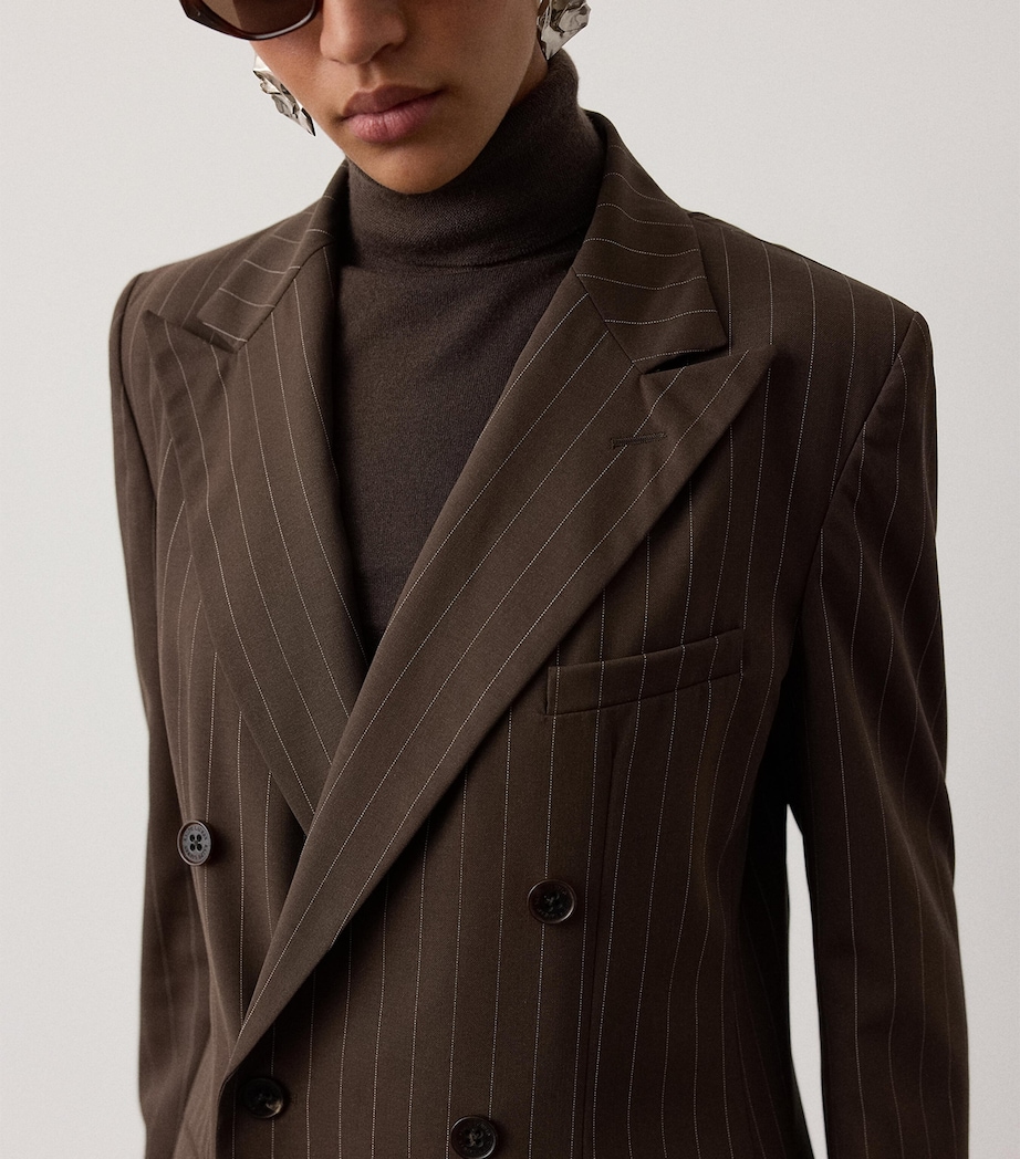 Ralph Lauren Collection Womens Wool Pinstripe Ramona Blazer Sycamore/cream Image 6