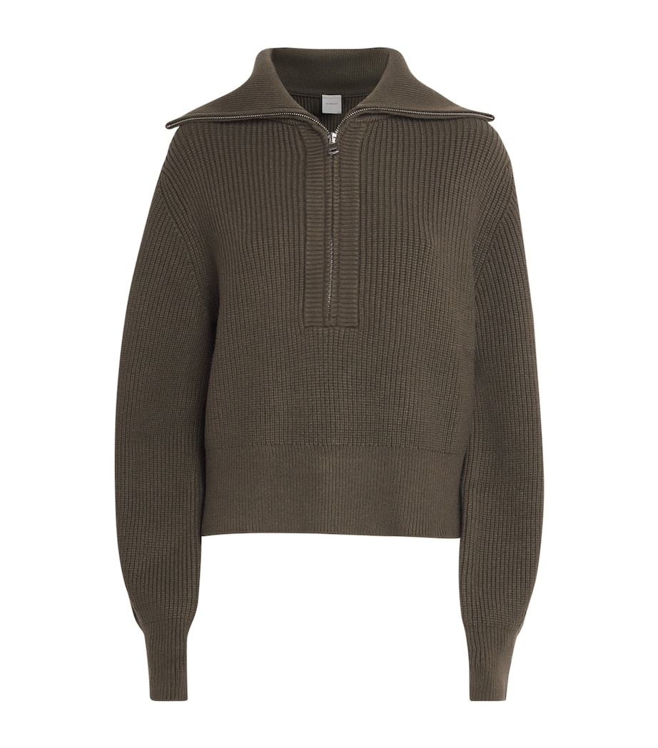 Ribbed Half-Zip Maura Sweater OLIVE NIGHT Image 1