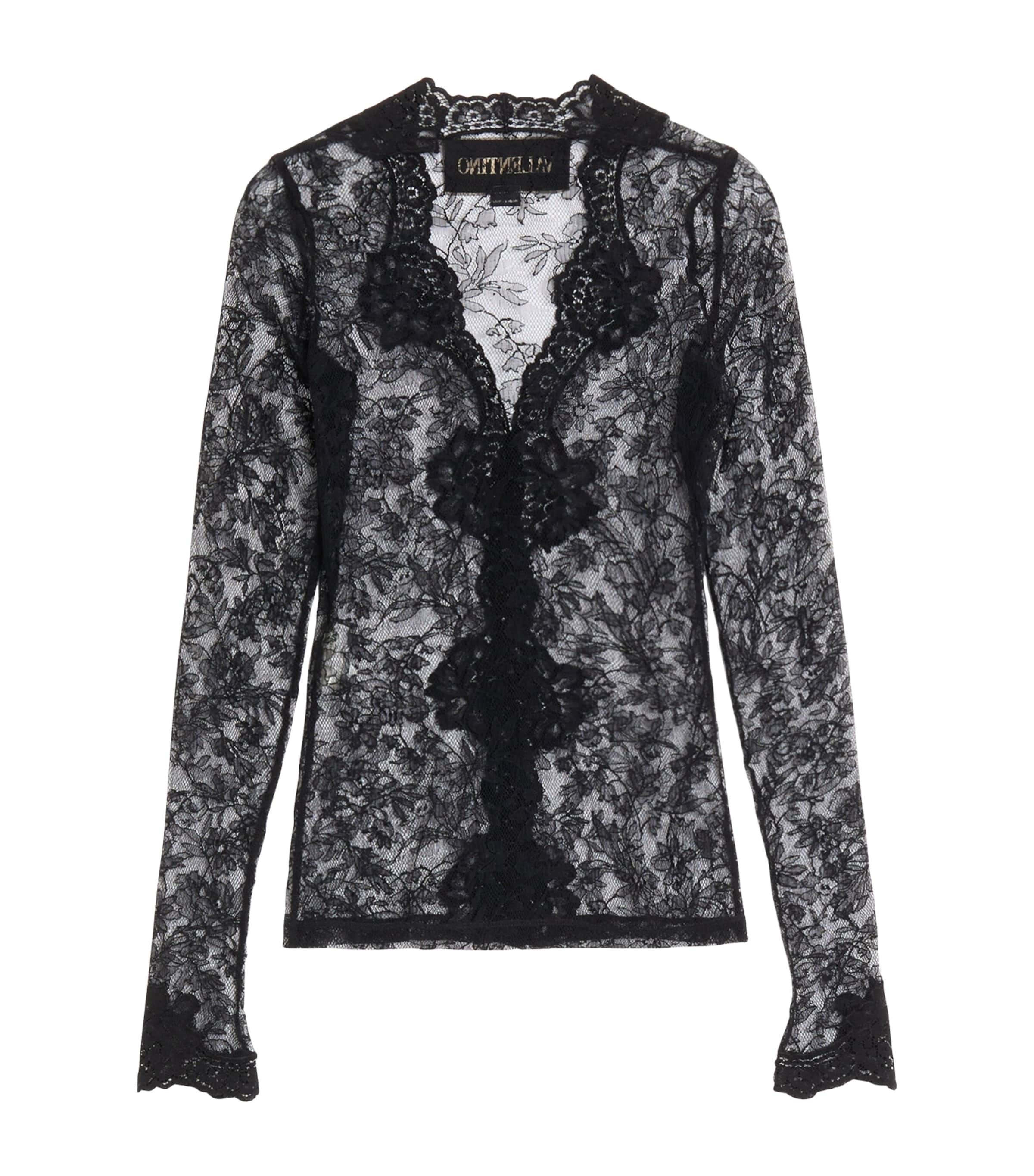 Valentino Black Lace V-Neck Cardigan | Harrods US