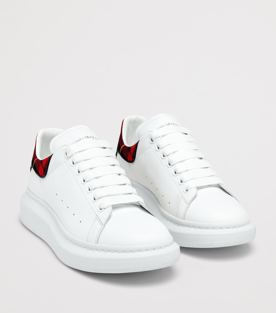 McQueen Leather Tartan-Trim Oversized Sneakers Image 3