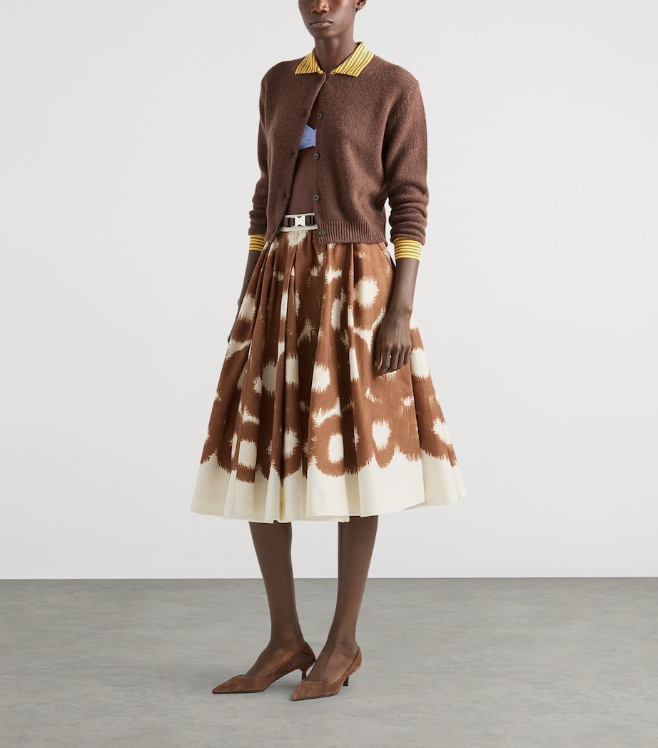 Prada Womens Cotton Printed Midi Skirt Image 2