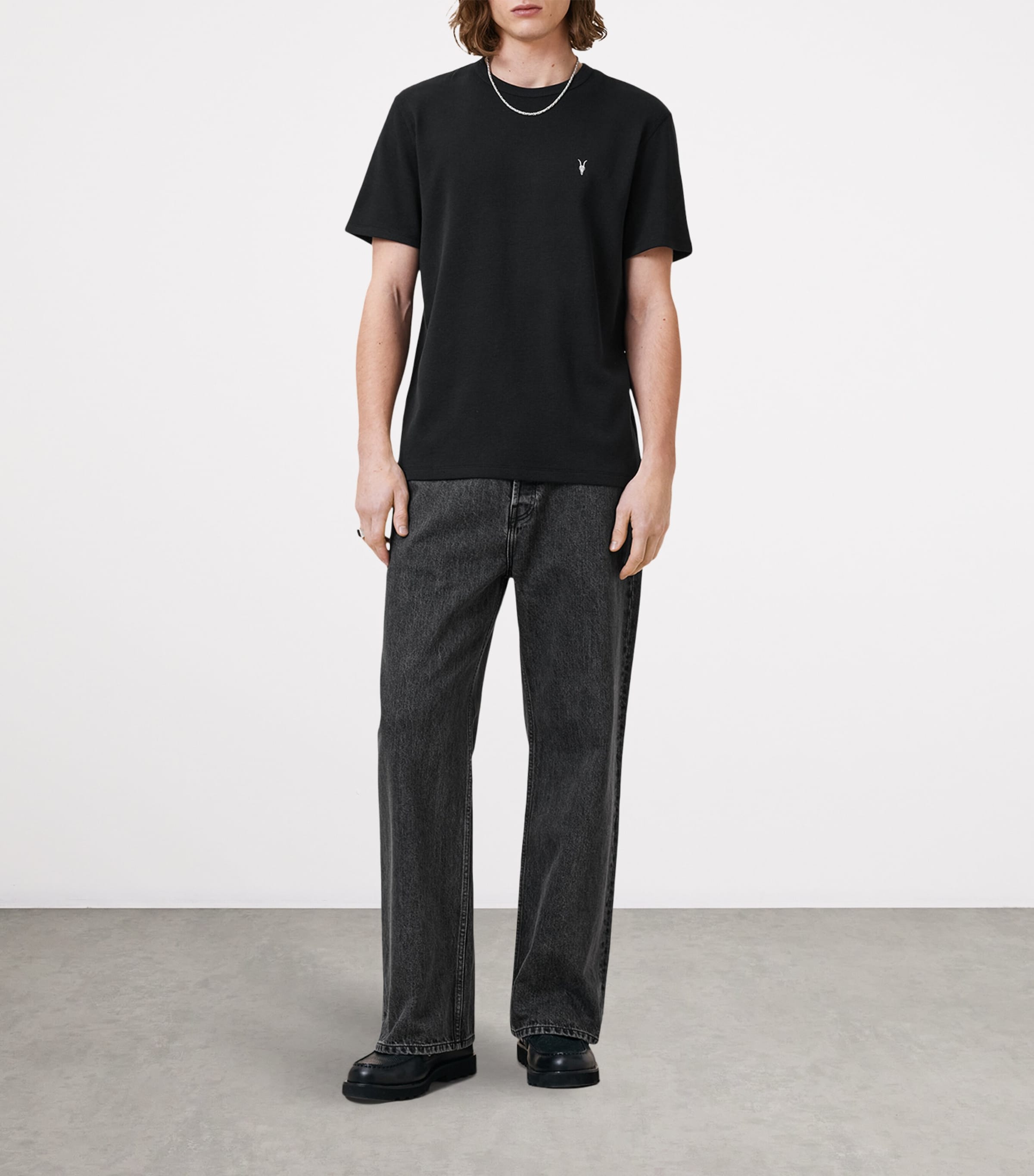 AllSaints Mens Organic Cotton Ellis T-Shirt Jet Black Image 3