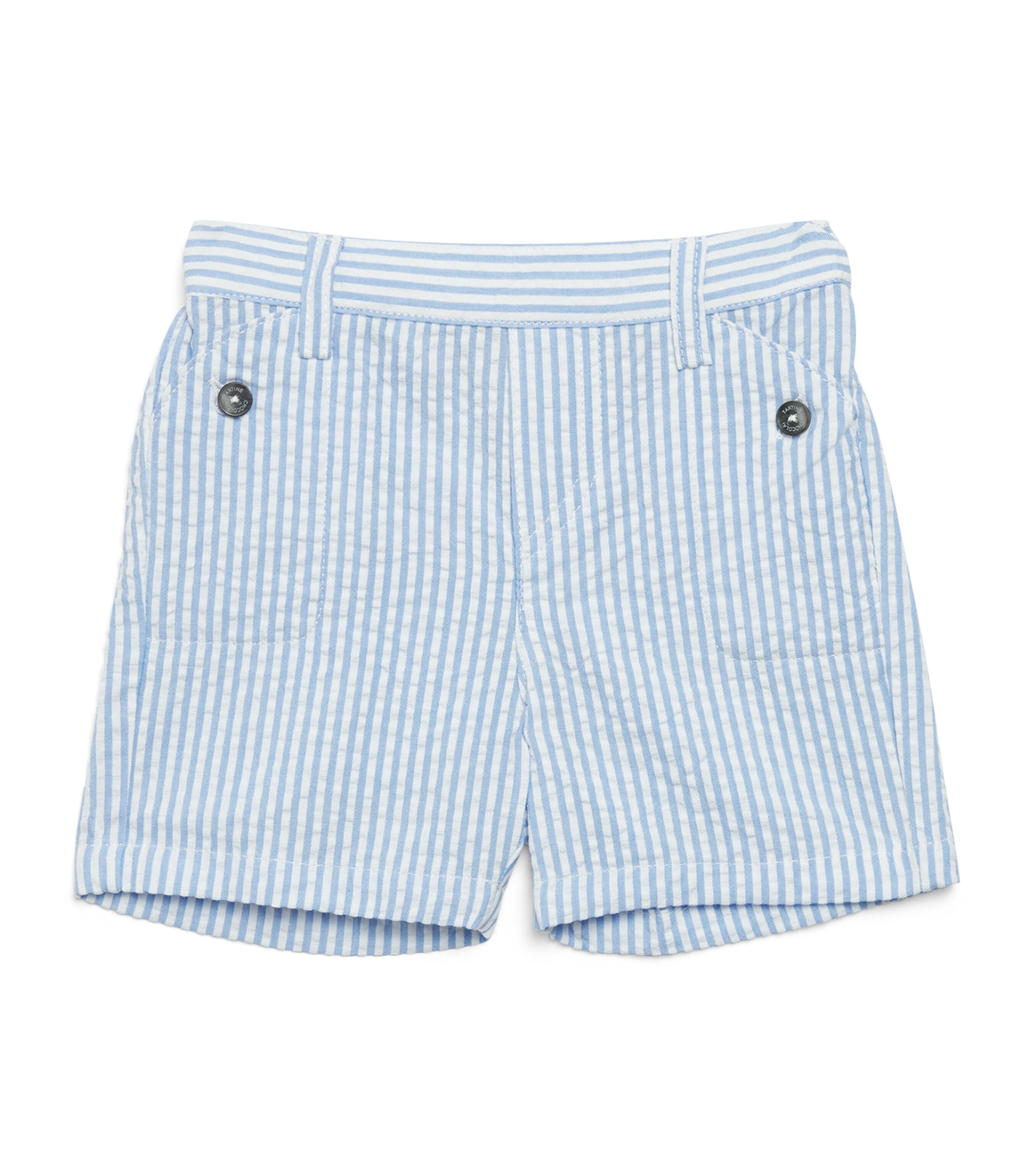 Shop Tartine Et Chocolat Cotton Stripe Shorts In Blue