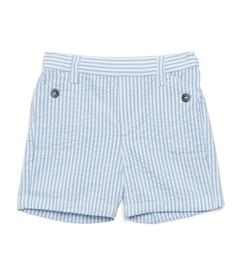 Cotton Stripe Shorts (3 Months – 4 Years) BLEU GRIS� Image 1
