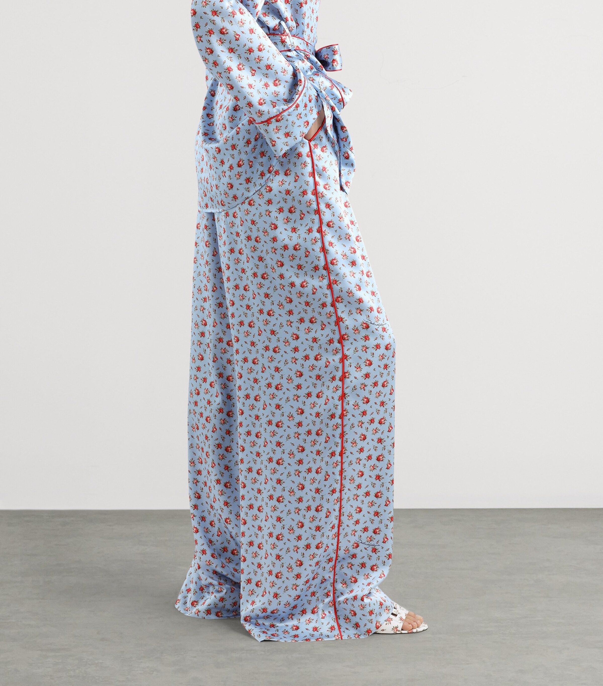 Dolce&Gabbana Womens Silk Floral Wide-Leg Trousers Rose Image 5
