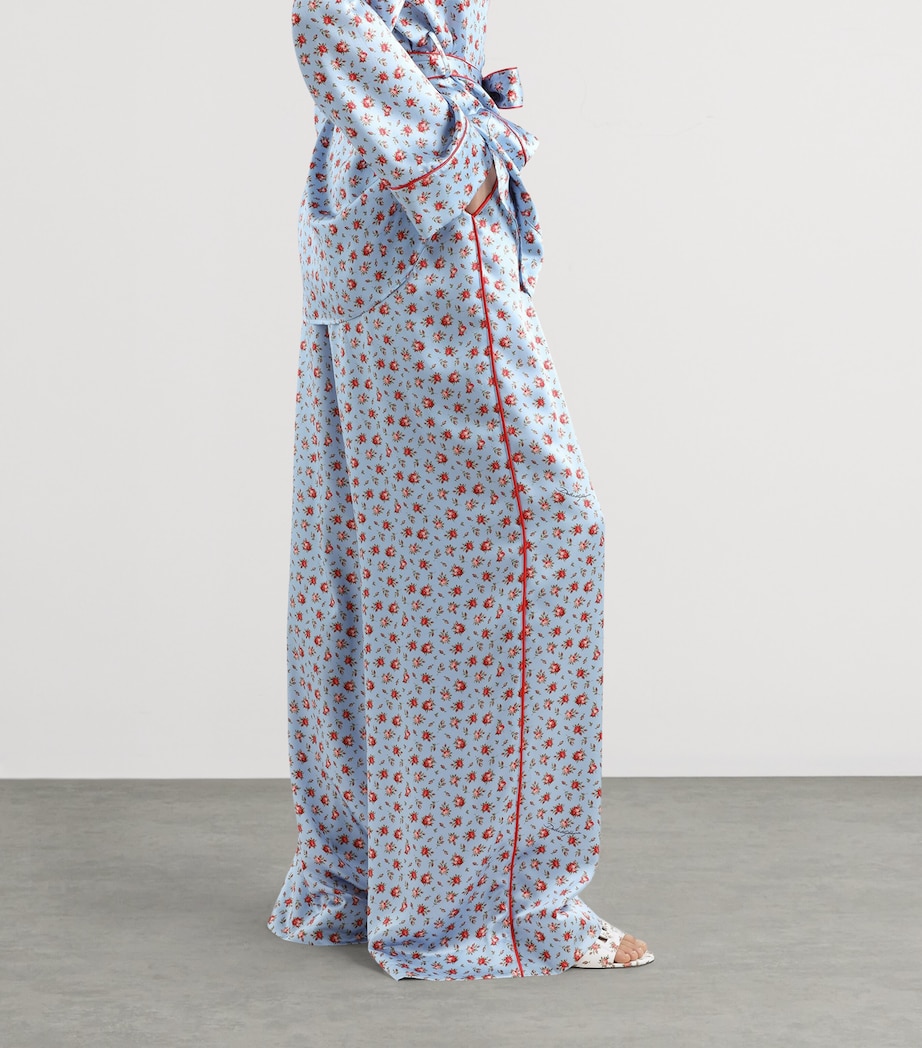 Dolce&Gabbana Womens Silk Floral Wide-Leg Trousers Rose Image 5