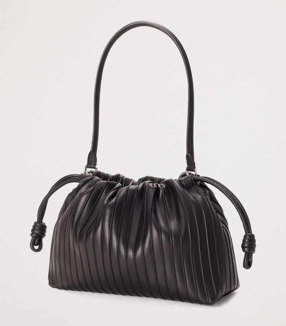LOEWE Medium Pleated Leather Flamenco Bag Black Image 4