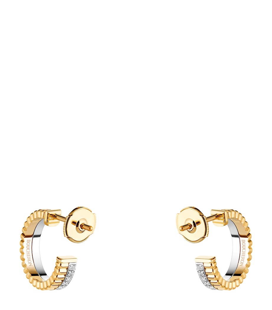 Mixed Gold and Diamond Quatre Hoop Earrings MULTI Image 3