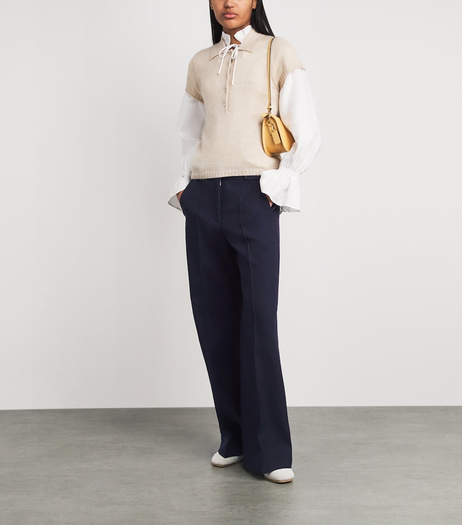 ME+EM Womens Cotton Leg Elongator Trousers Navy Image 2