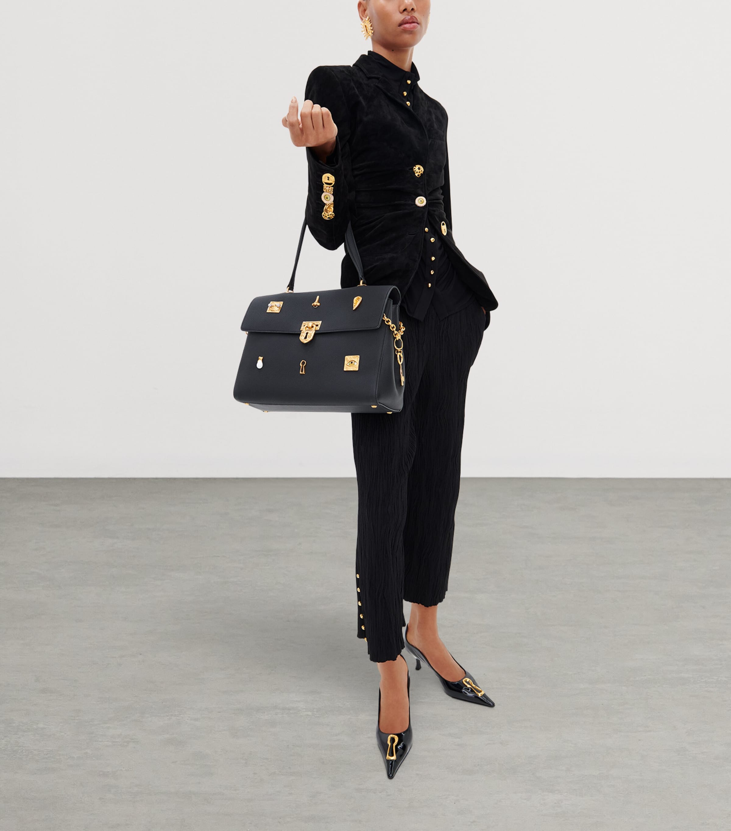 Schiaparelli Womens Wool Draped Blazer Black Image 2