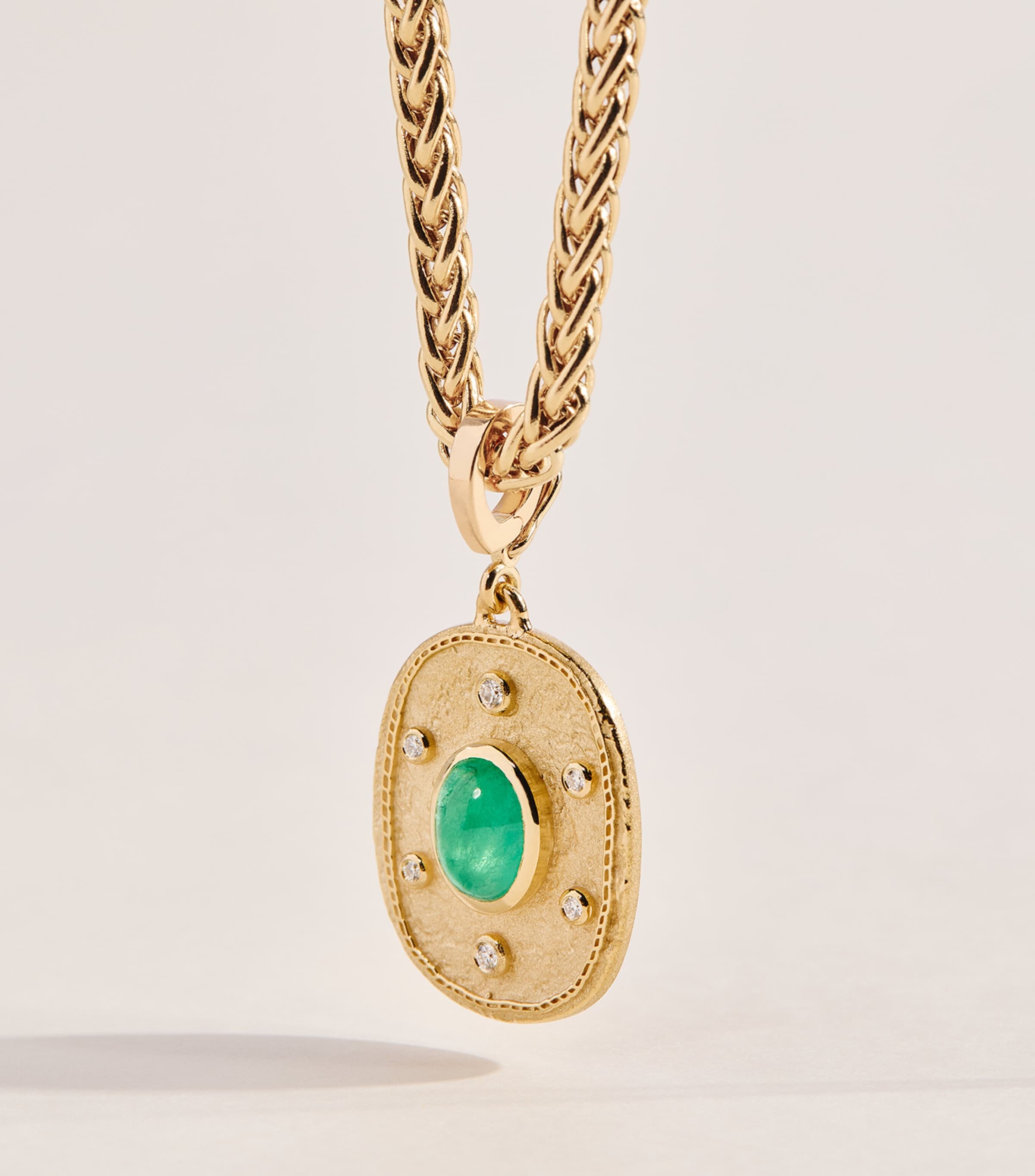 Azlee Yellow Gold, Diamond and Emerald Regina Coin Charm | Harrods US
