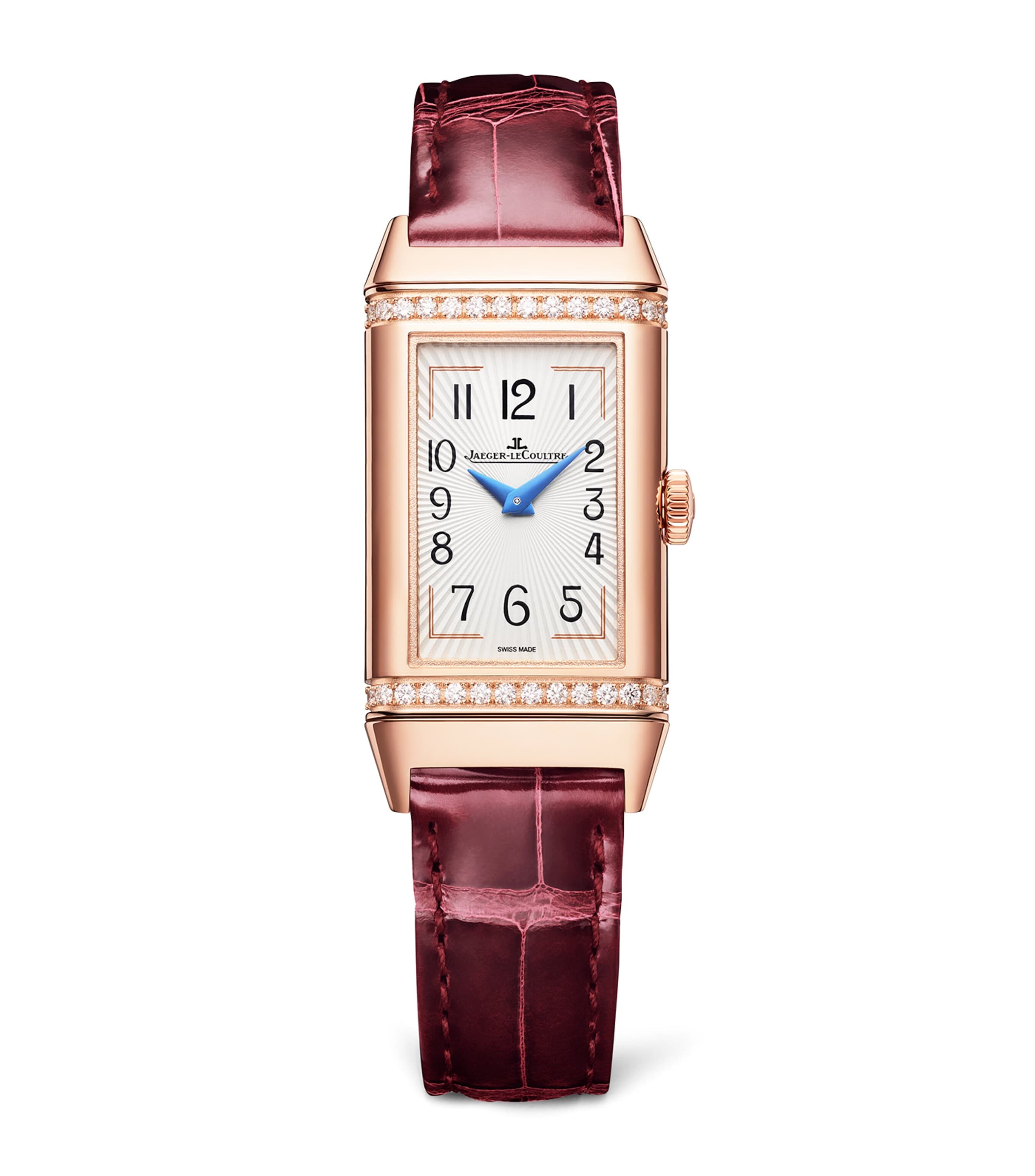 Jaeger-lecoultre Pink Gold And Diamond Reverso One Duetto Watch In Red